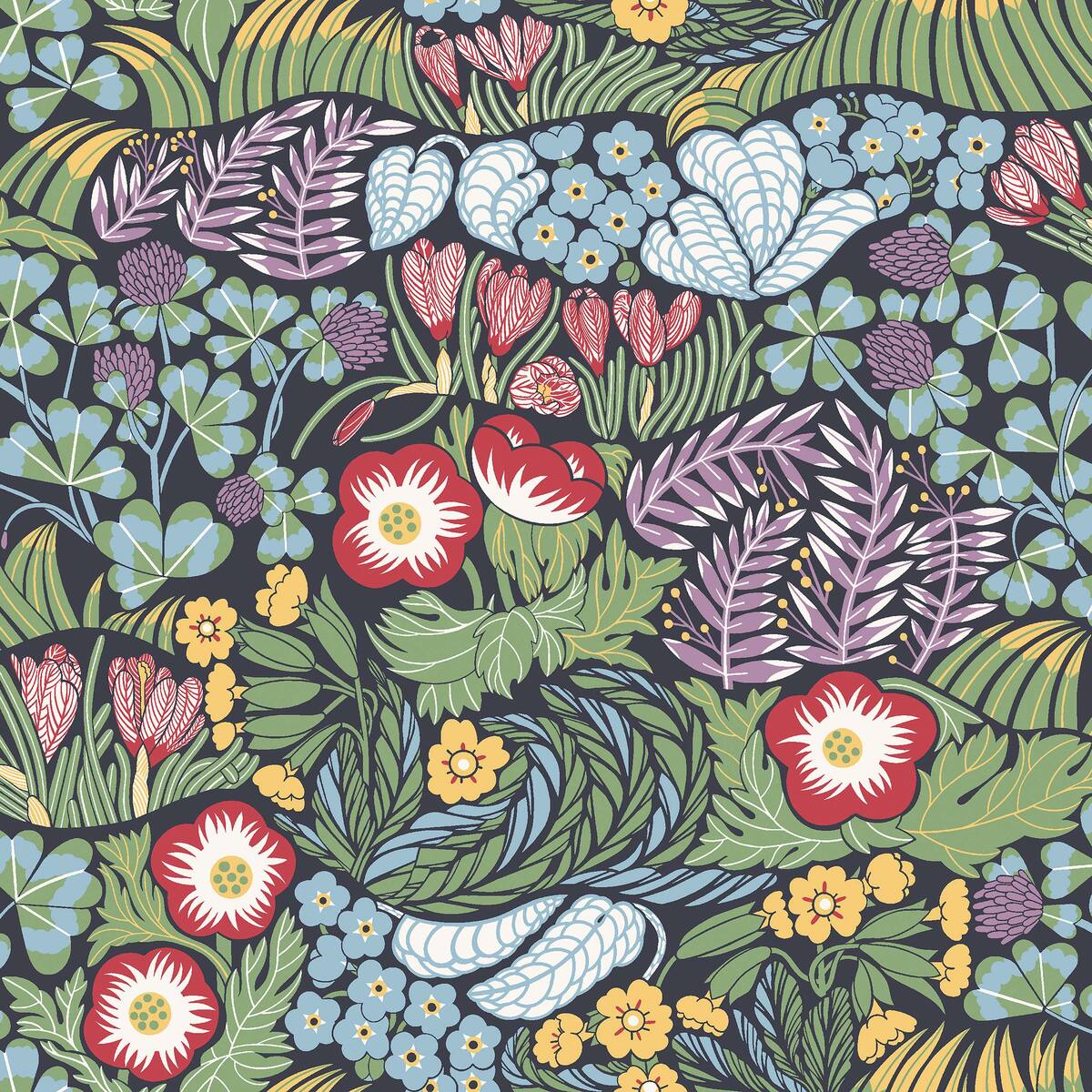 Tapeta s rostlinným motivem květin RABATT vícebarevná