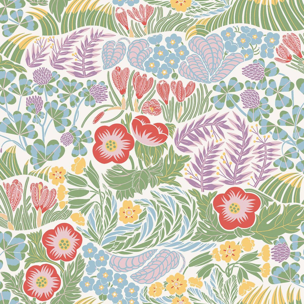 Tapeta s rostlinným motivem květin RABATT modrá se zelenou