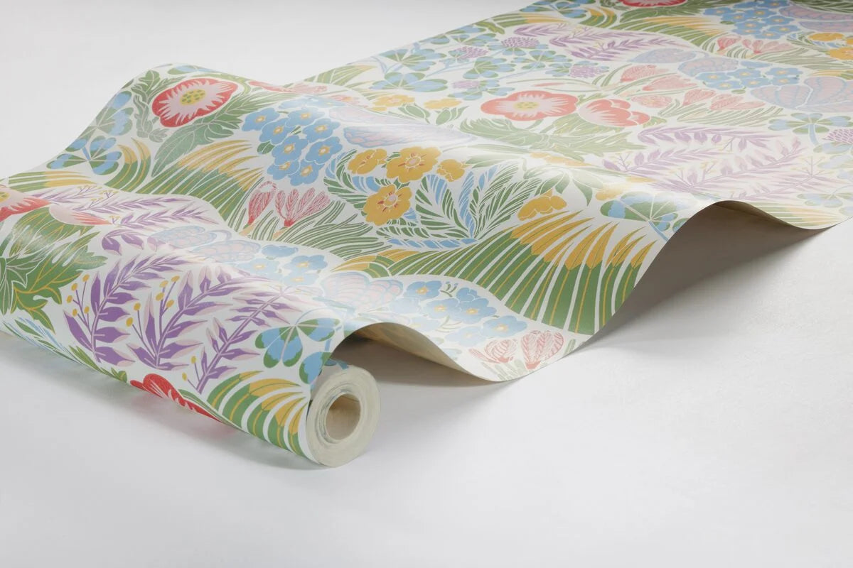 Tapeta s rostlinným motivem květin RABATT modrá se zelenou