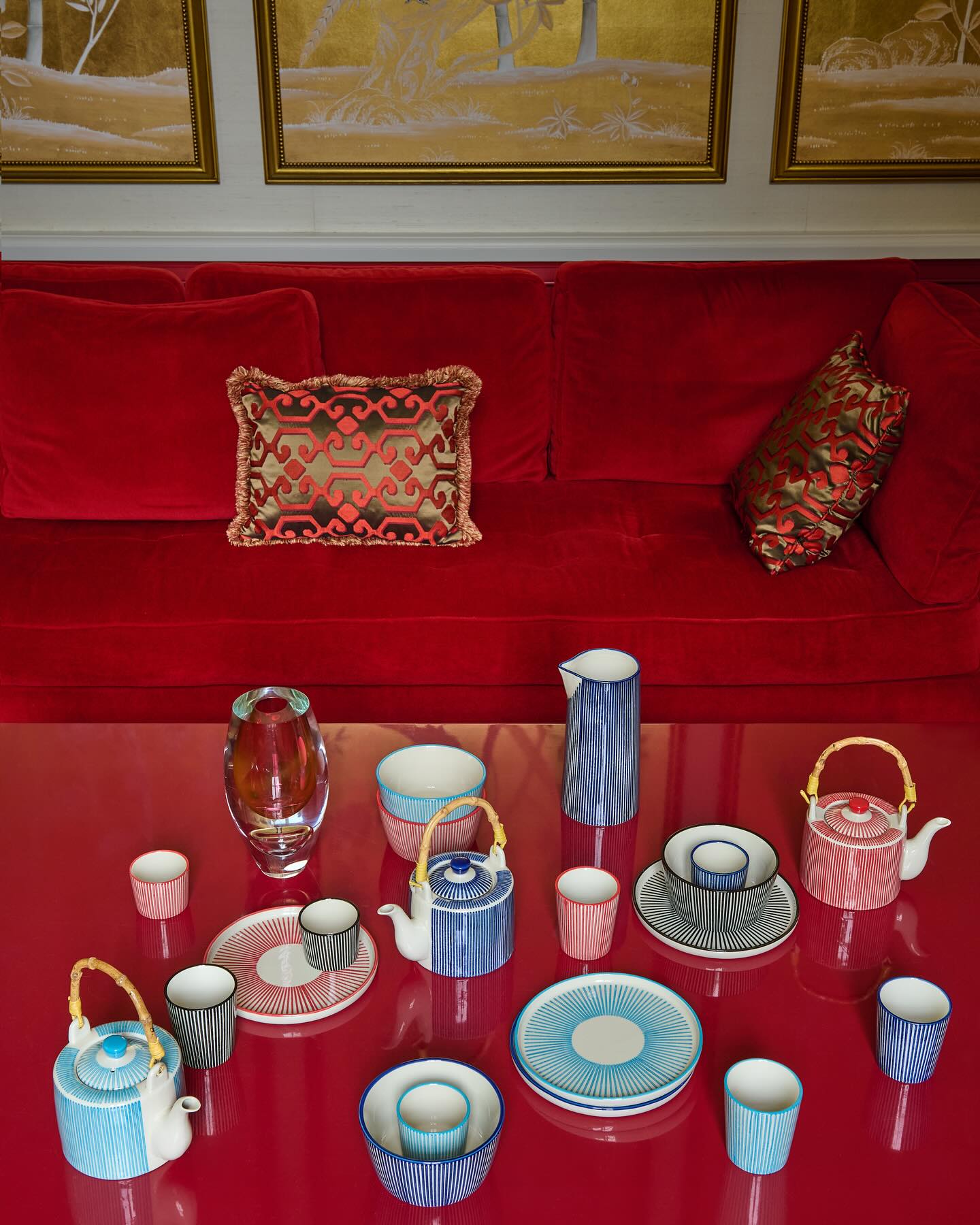 MARINE STRIPED bowl set colorful stoneware