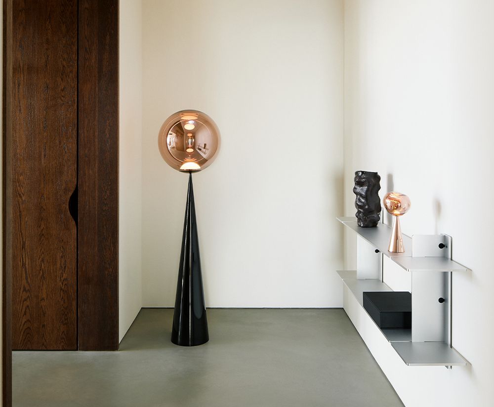 Stojací lampa GLOBE FAT měděná