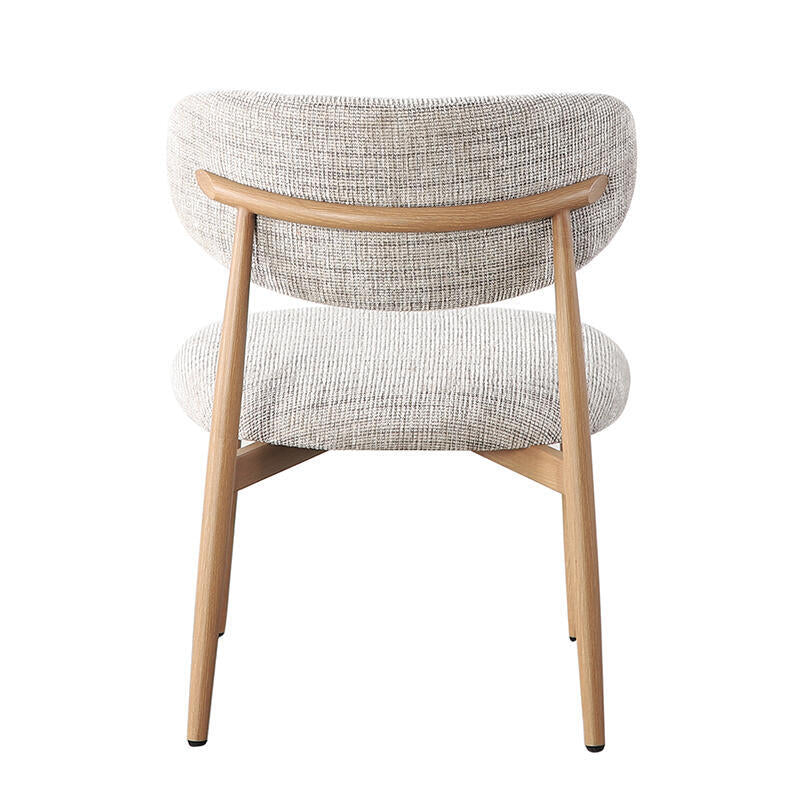 JAPANDI Armchair in Gray-Beige with Wooden Base