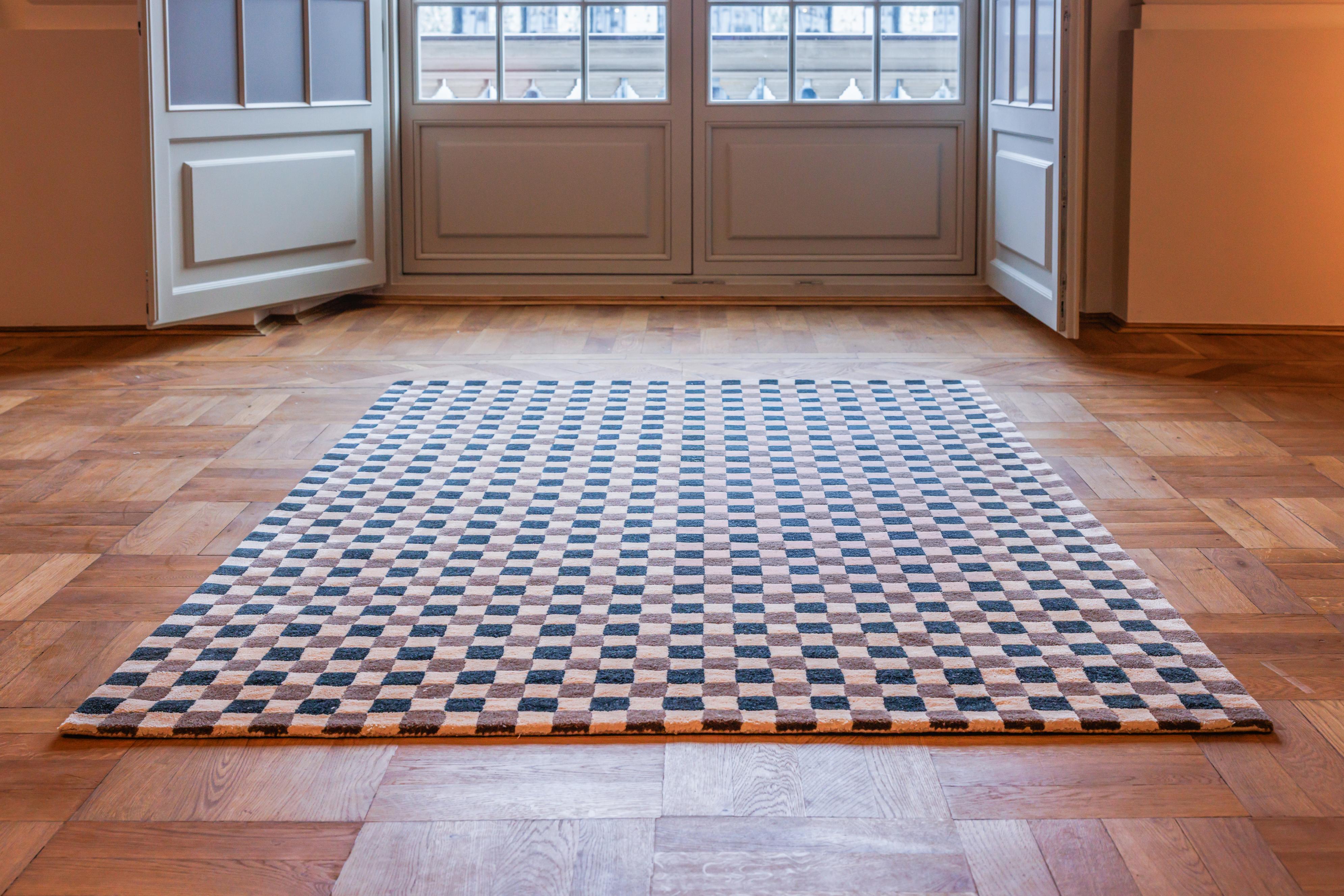 Koberec FLICKER tmavě zelený s béžovou a hnědou