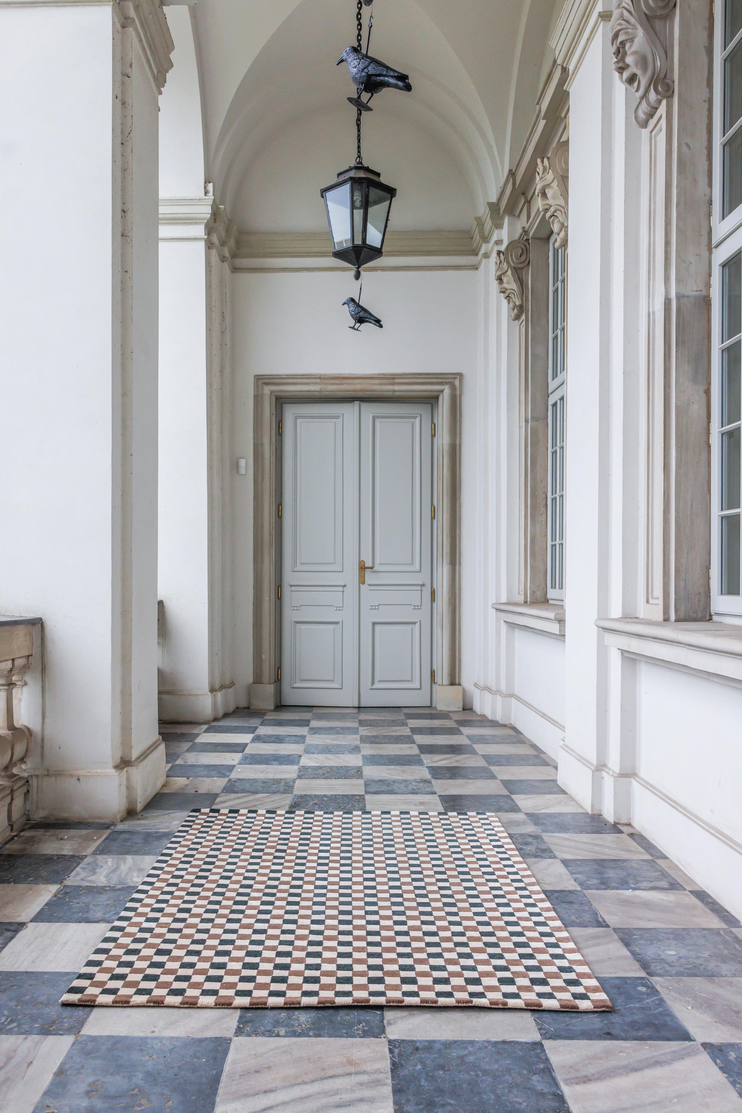 Koberec FLICKER tmavě zelený s béžovou a hnědou