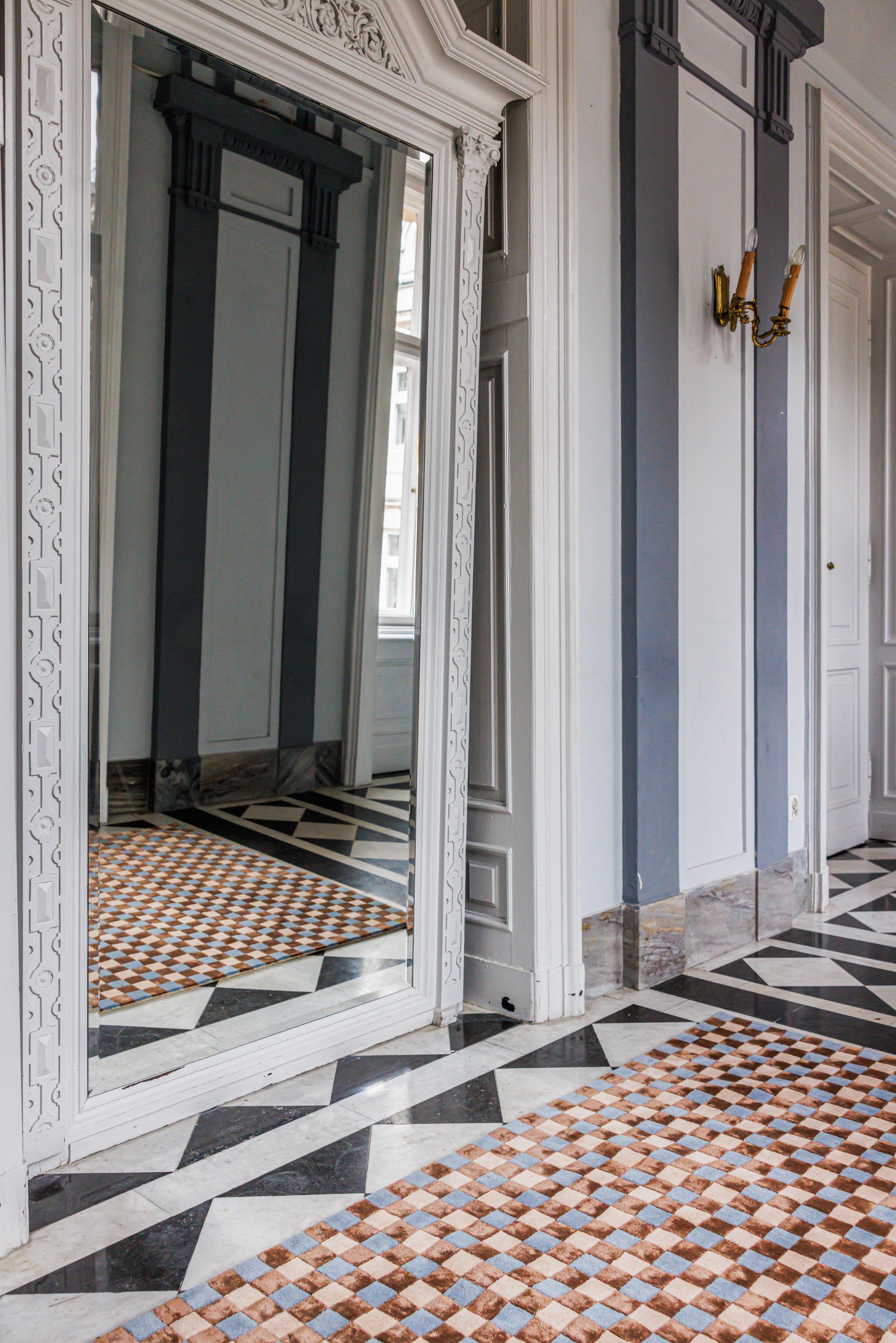 Dywan FLICKER niebieski z beżowym i brązowym