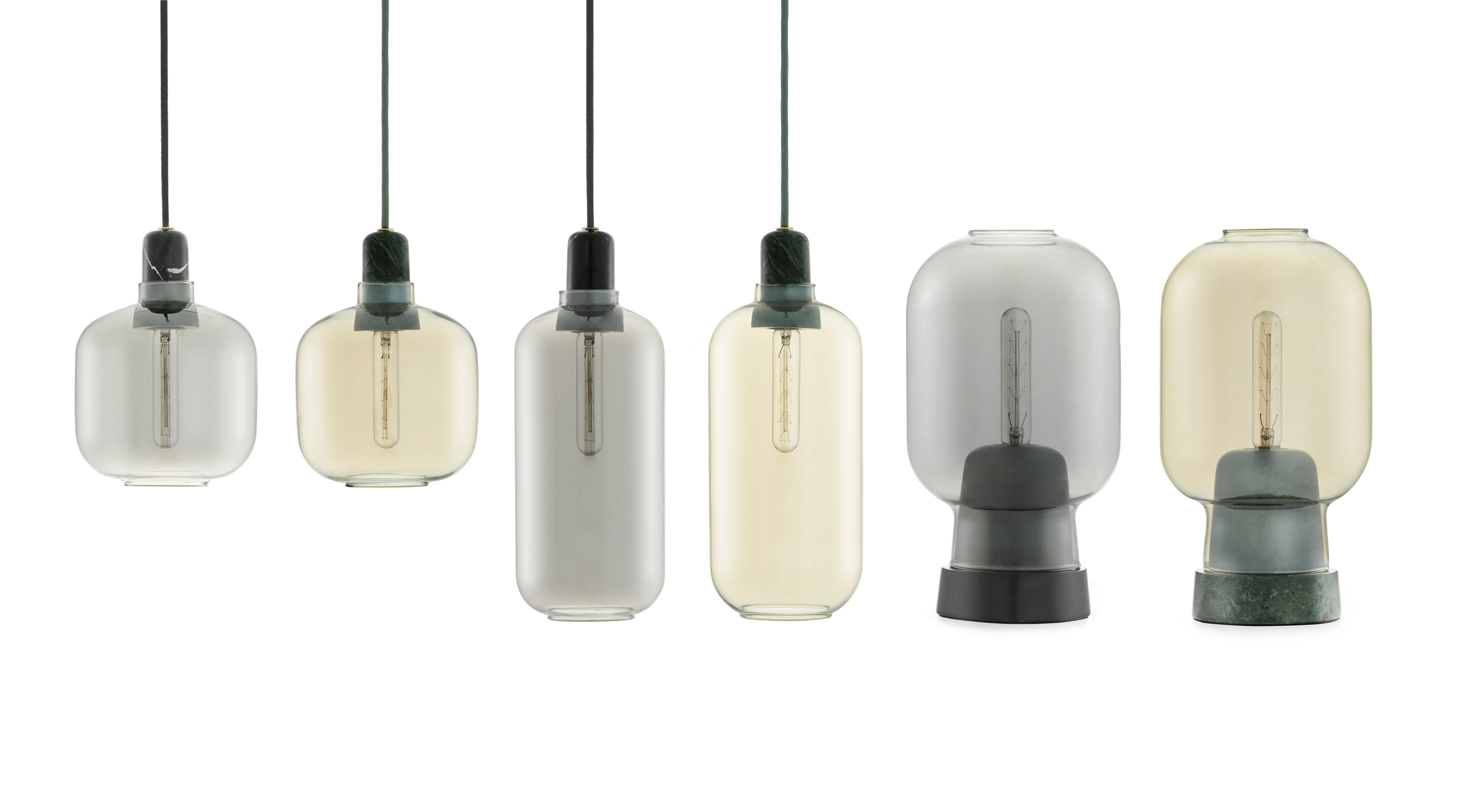 Stolní lampa AMP sklo kouřové s černým mramorem