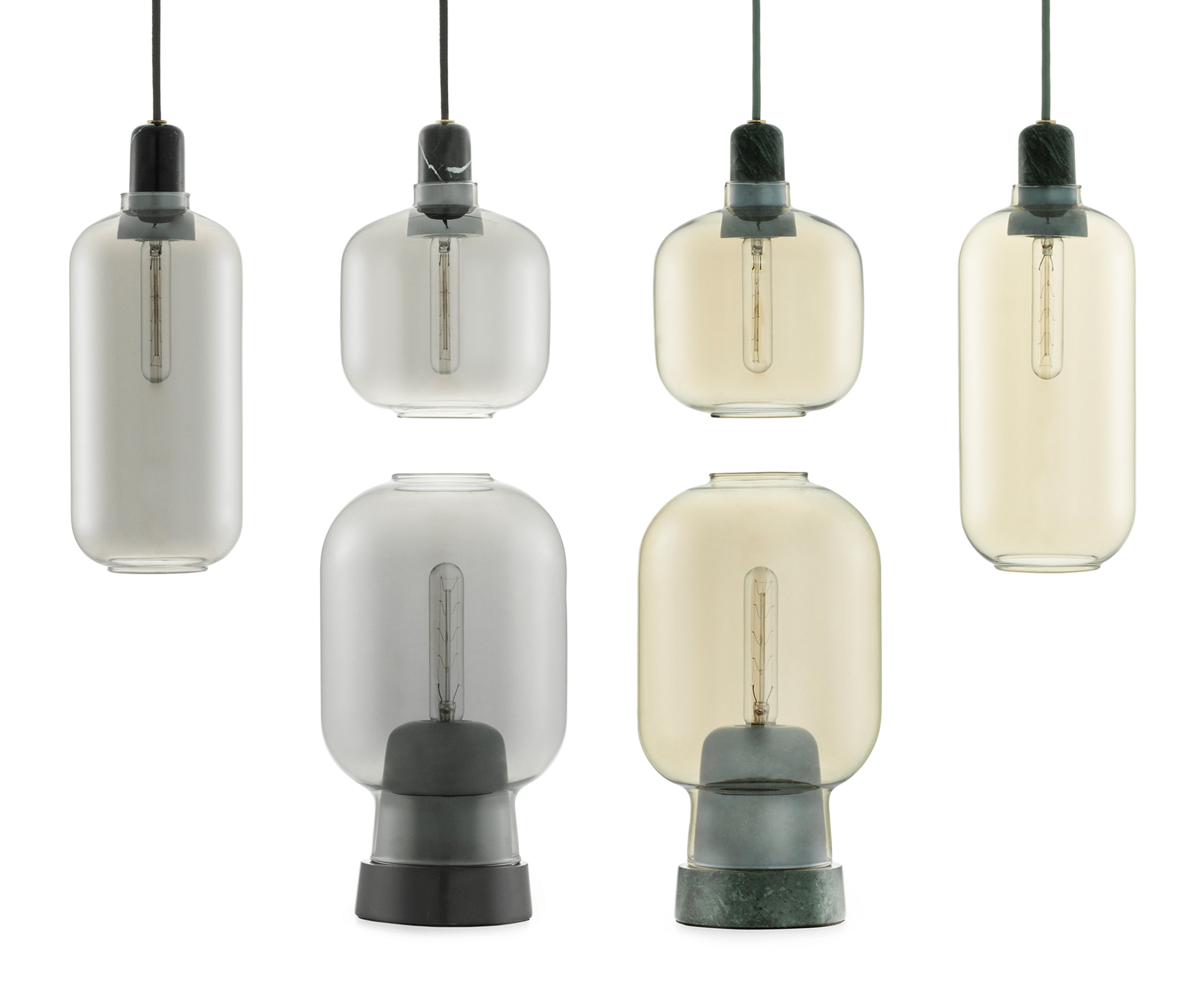 Stolní lampa AMP sklo kouřové s černým mramorem