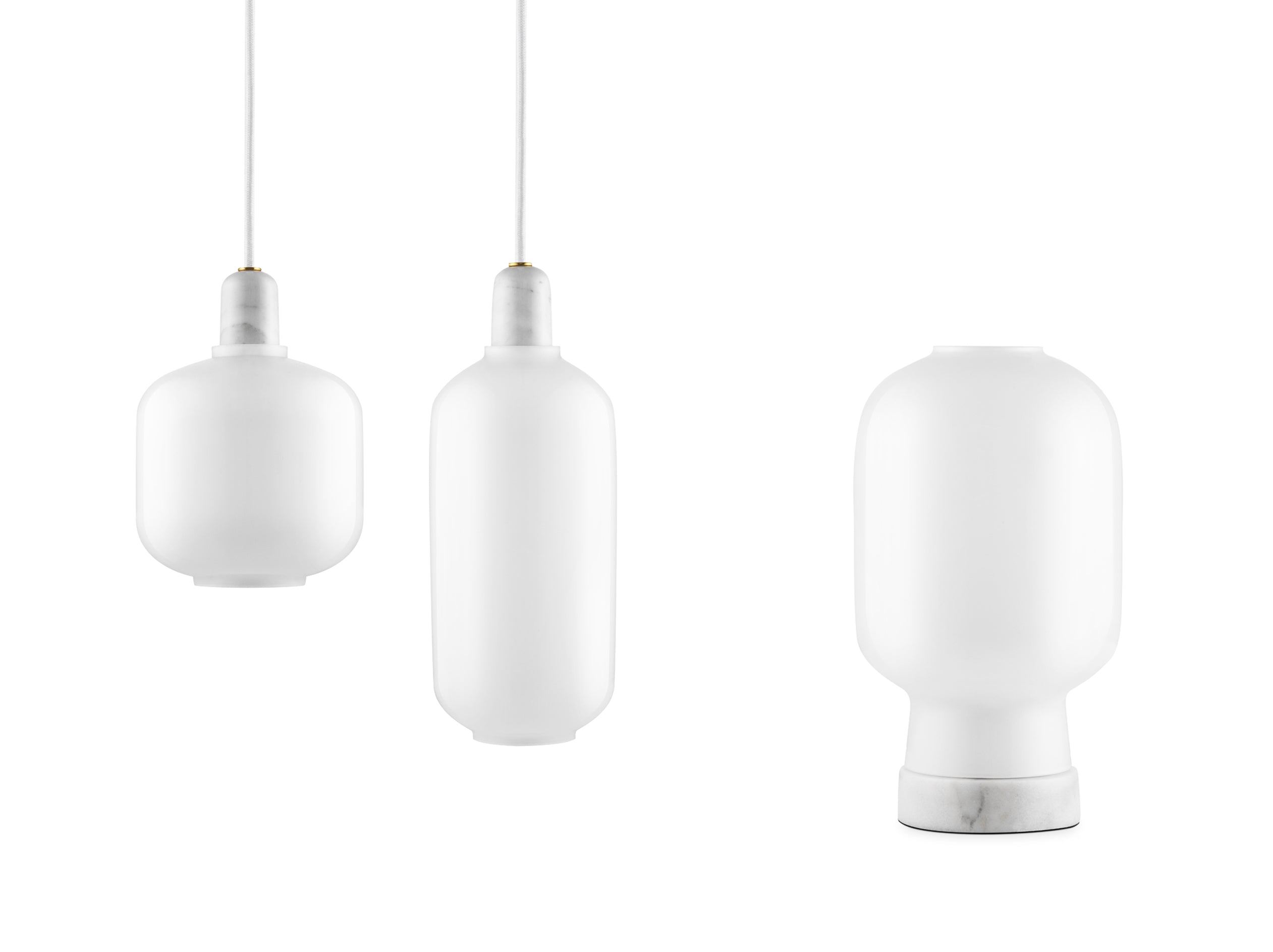 AMP LARGE pendant lamp white glass with white marble