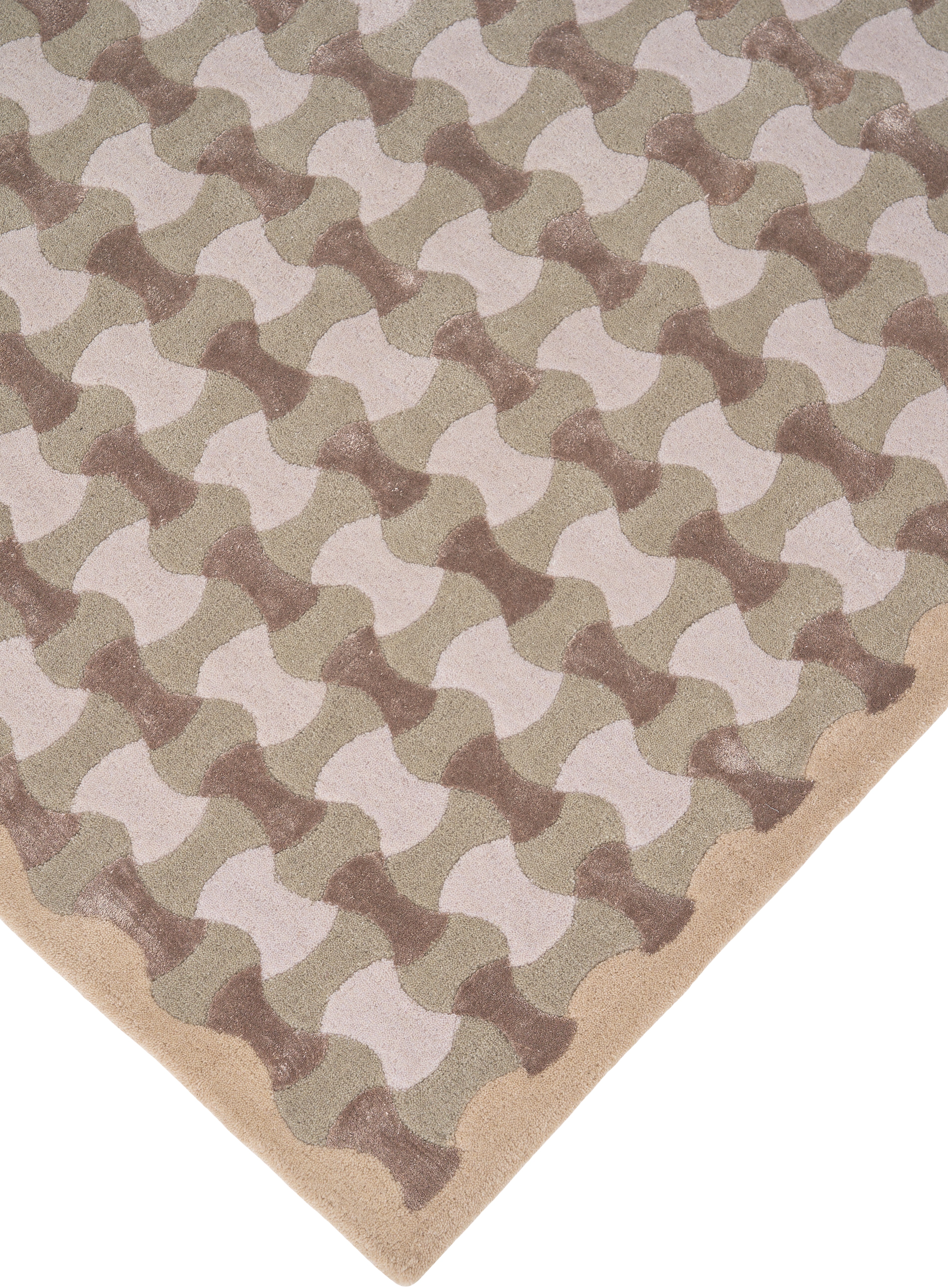 SCALLOP olive rug with gray and beige