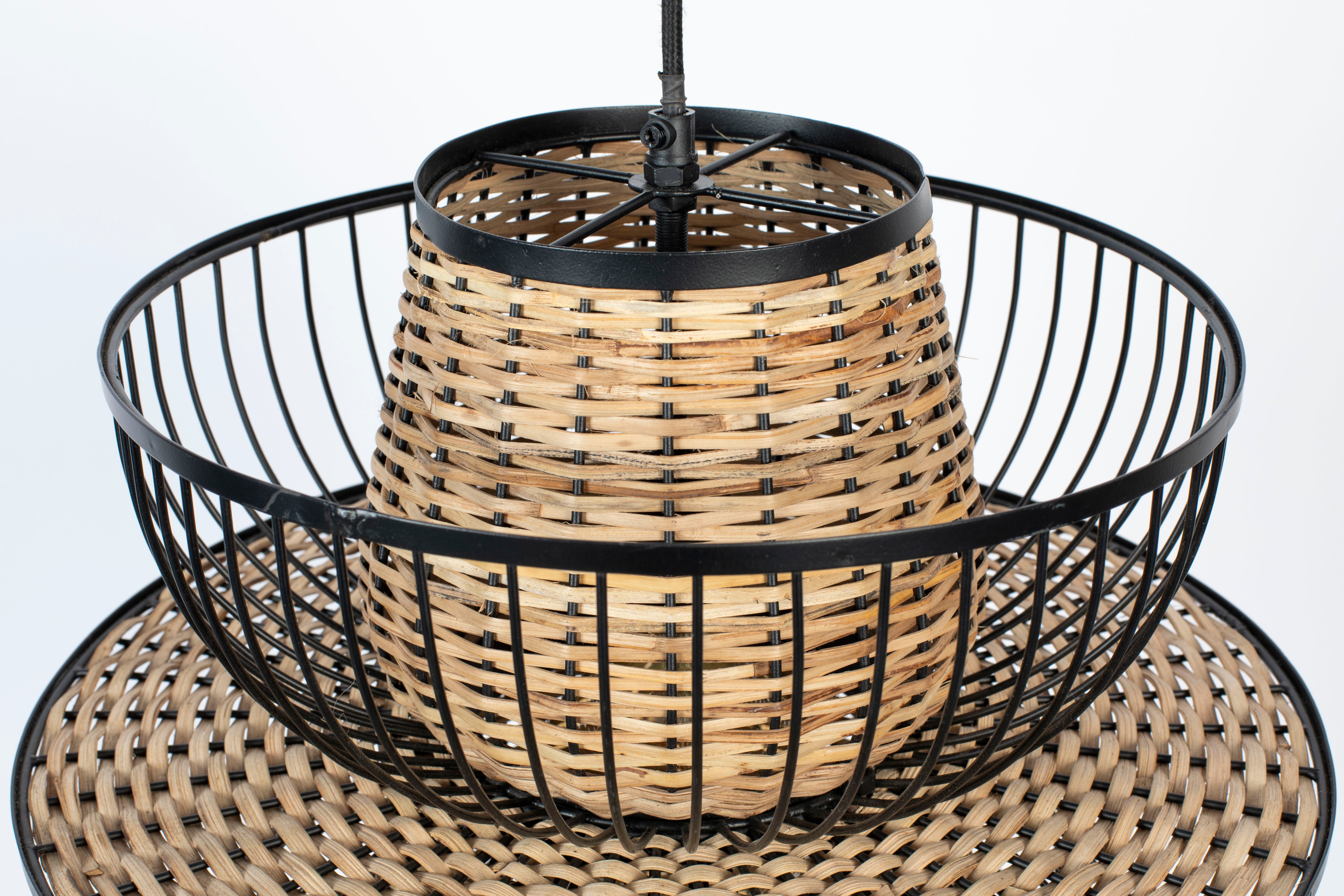 Závěsné svítidlo CARMEN černé s přírodním povrchem