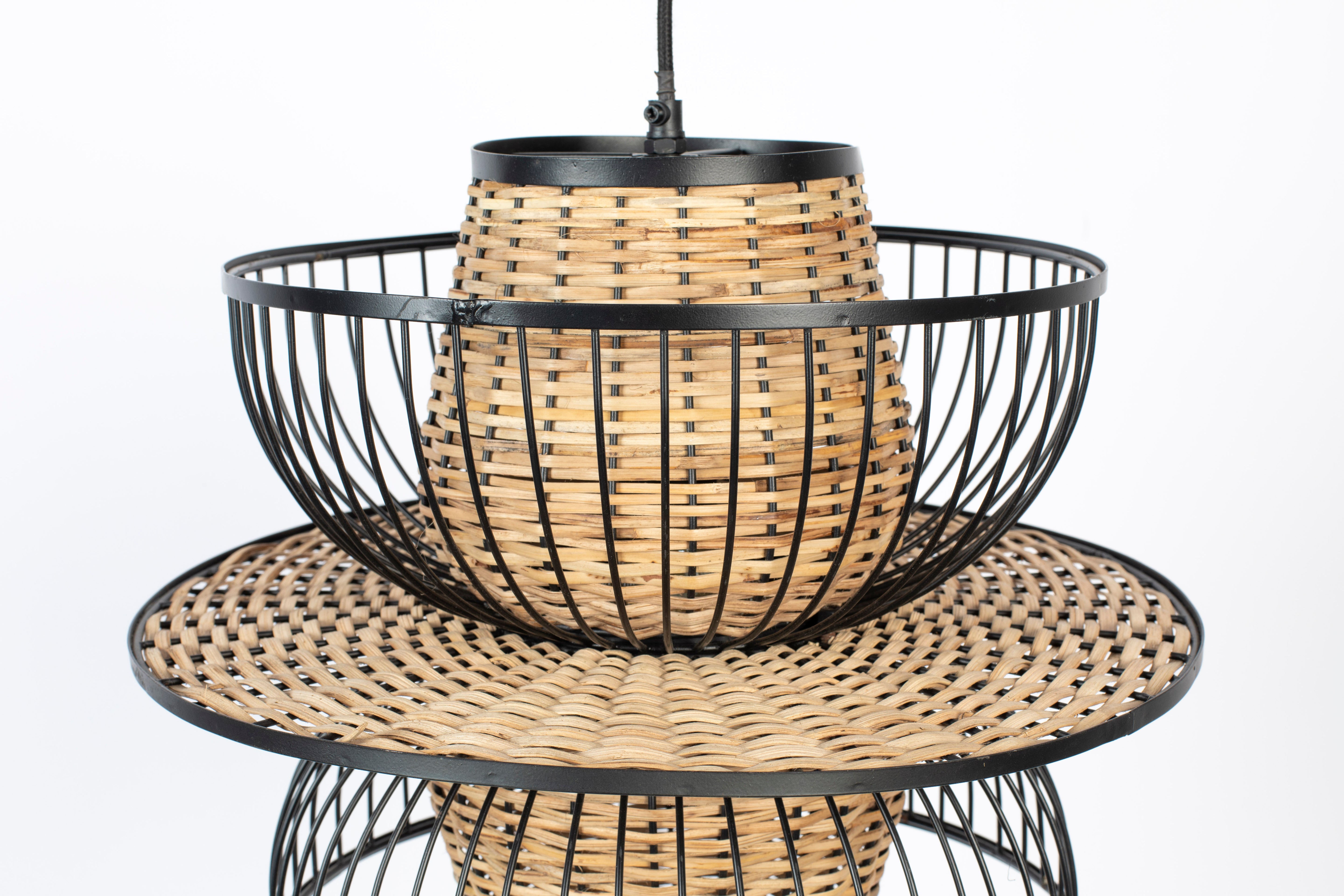 Závěsné svítidlo CARMEN černé s přírodním povrchem