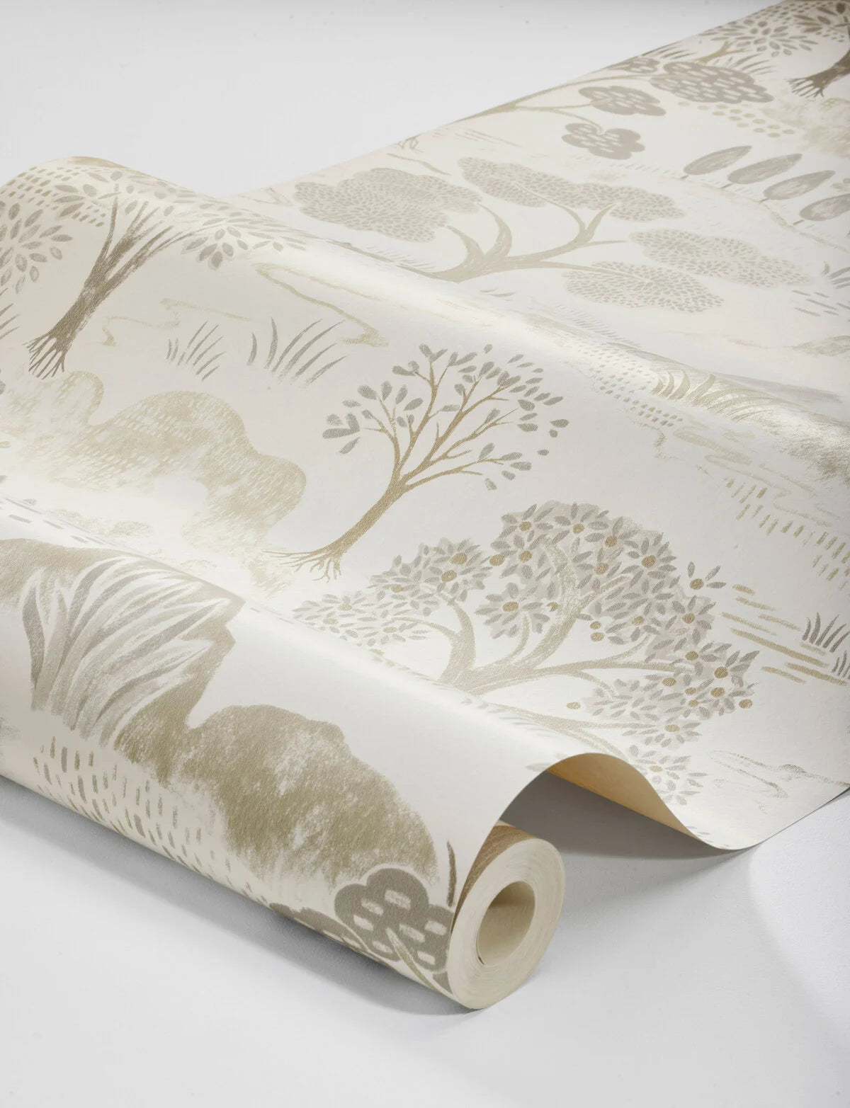 Diana Beige and Gray Botanical Landscape Wallpaper