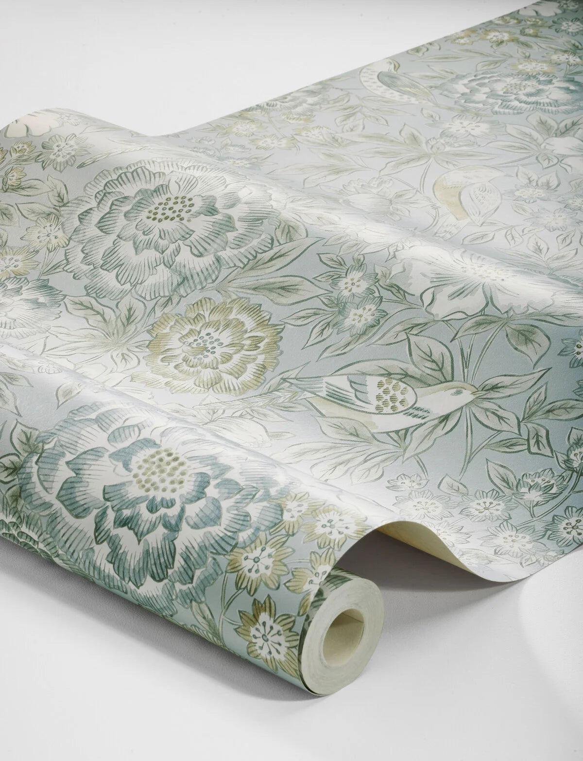 Tapeta s rostlinným motivem květin DAGMAR mátová s bílou