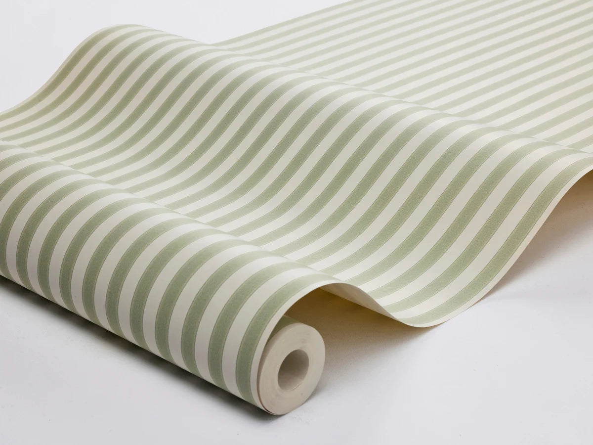 Tapeta s pruhovaným vzorem MÖLLE STRIPE zelená s béžovou