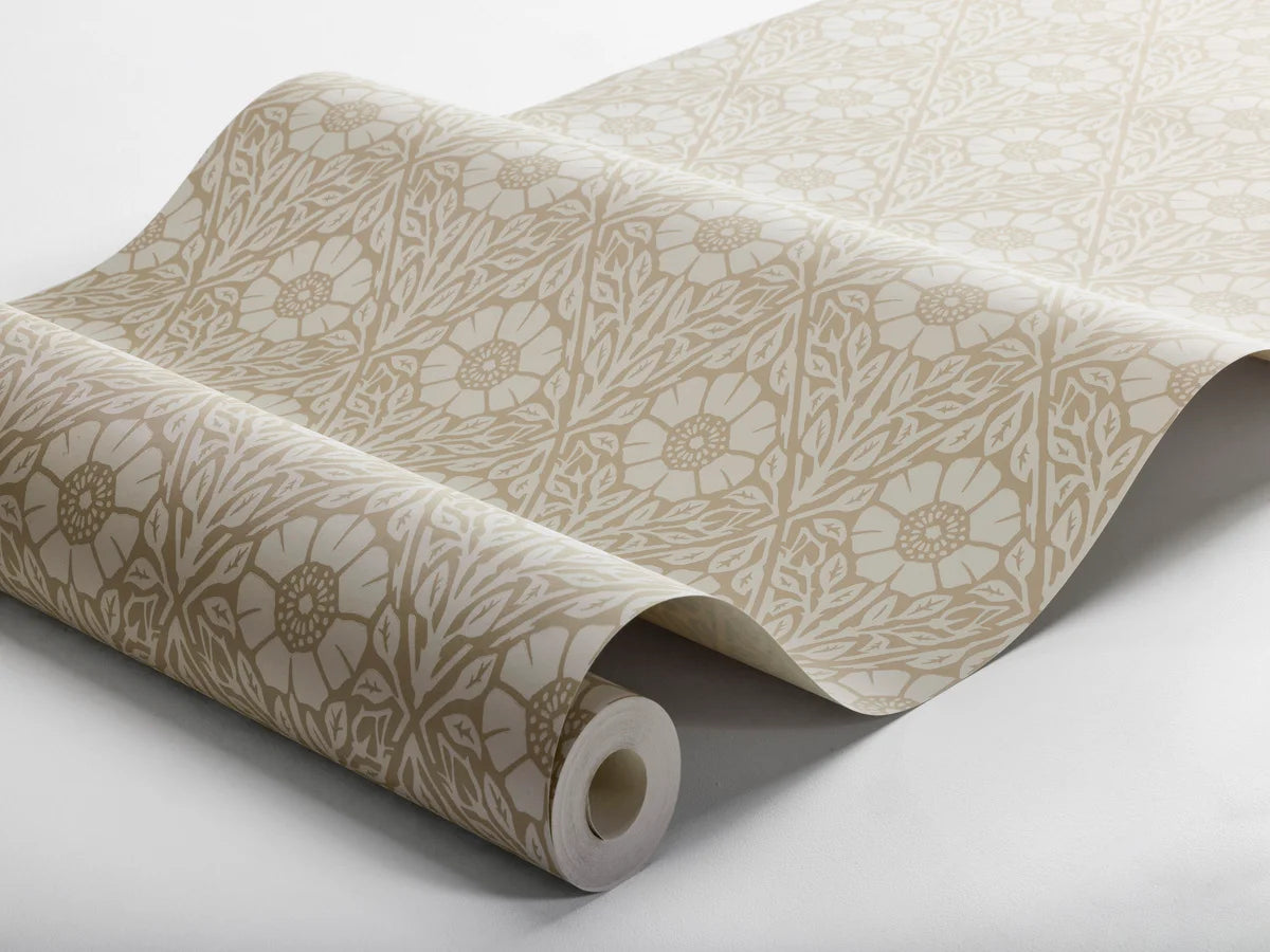 Floral Pattern Wallpaper NYPONROS Brown with White