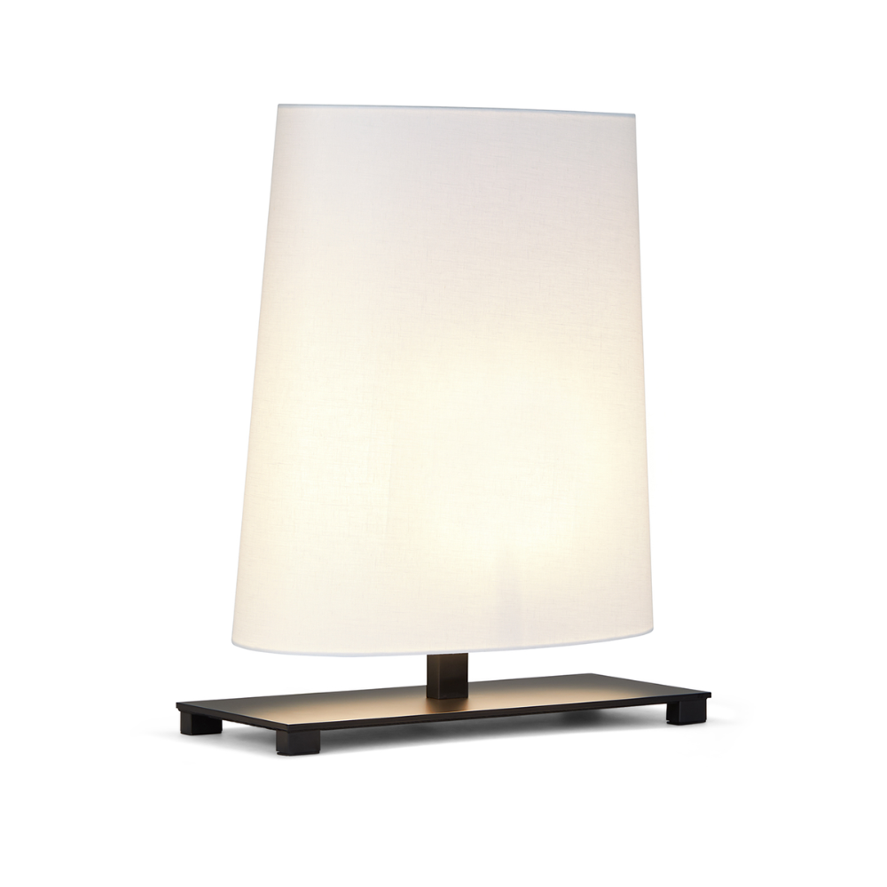 Ovale black table lamp with a white lampshade