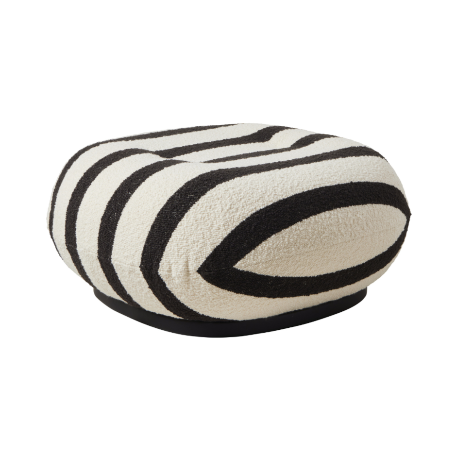 PACHA upholstered pouf with black base