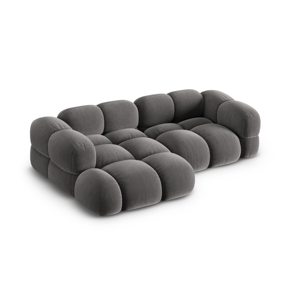 Left-facing 3-seater velvet corner sofa LORETTO gray