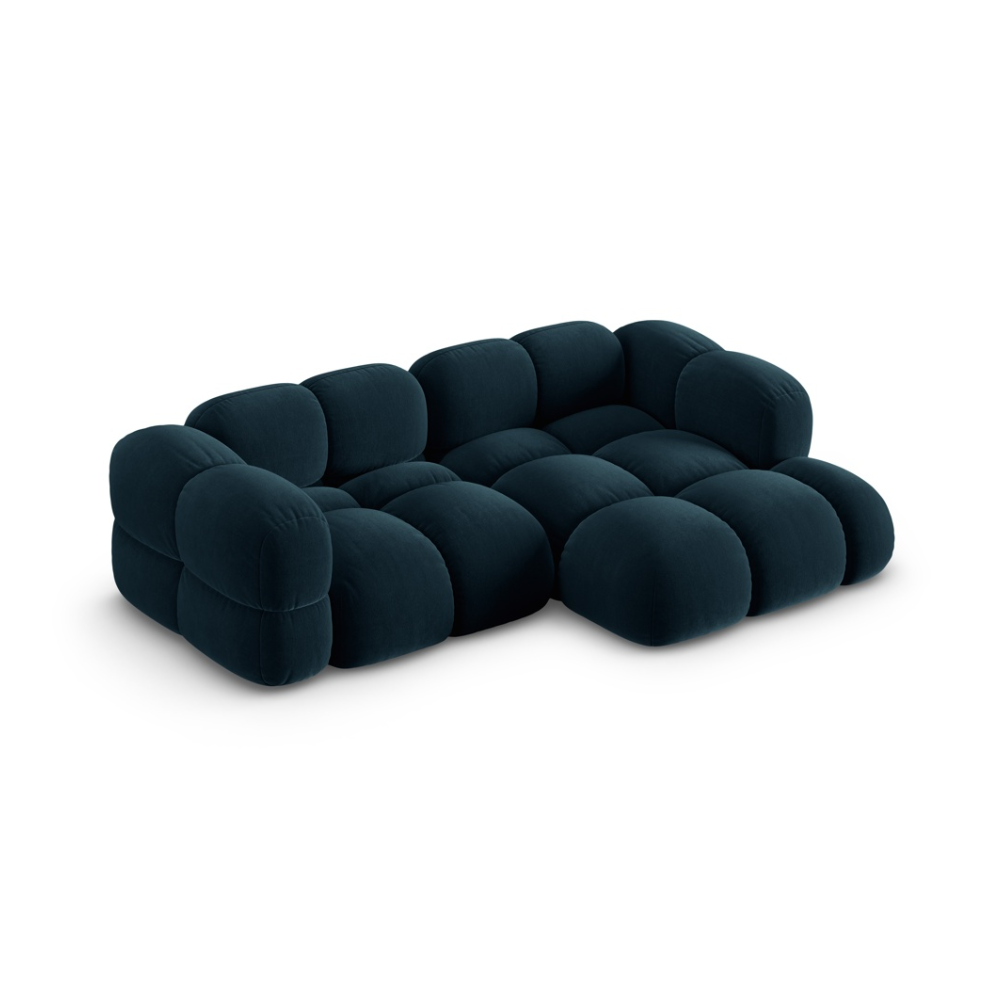 Velvet corner sofa for 3 people right-sided LORETTO petrol