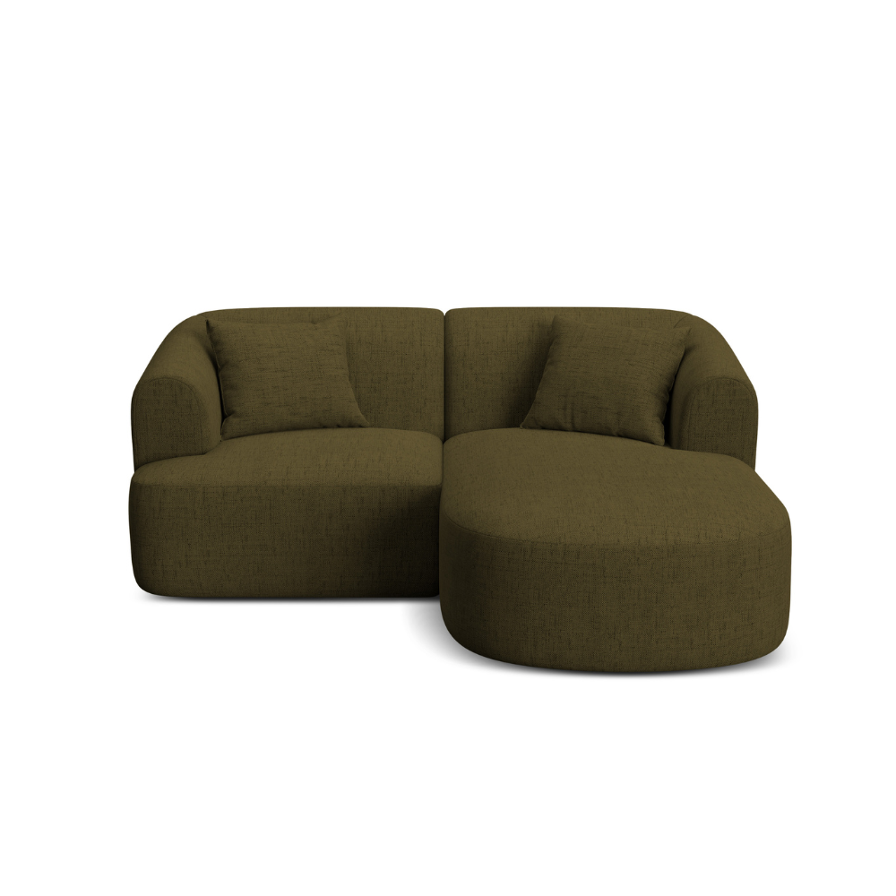 Right-facing 3-seater sofa CAMPI green chenille