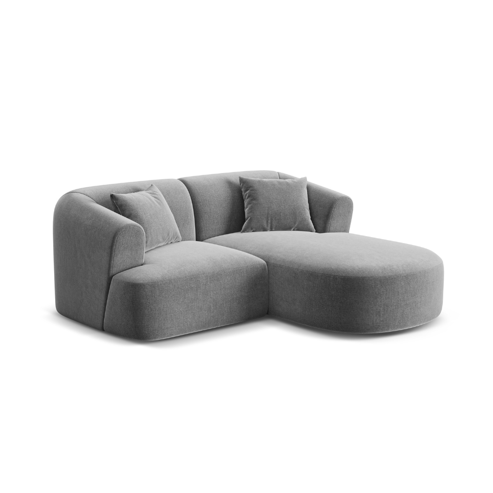 Right-facing velvet corner sofa for 3 people CAMPI gray
