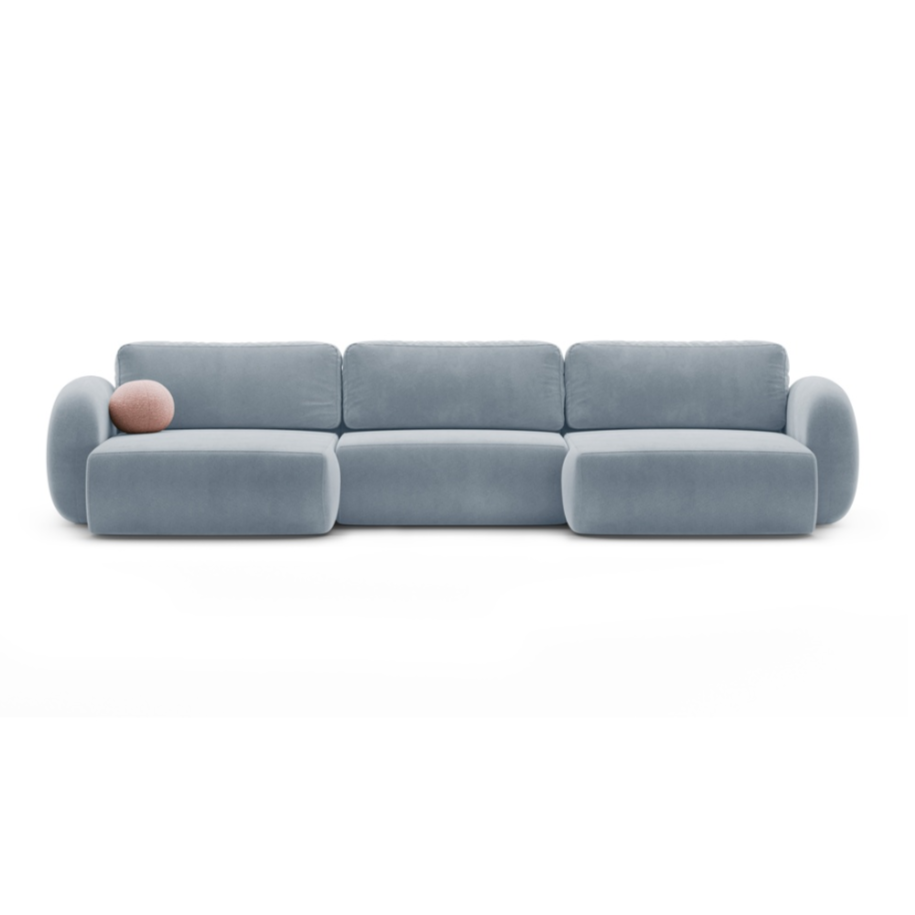 Panoramic velvet sofa with sleeping function for 5 people TONALE blue
