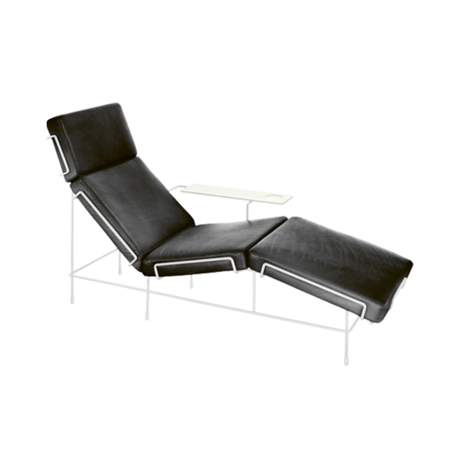 Leżanka TRAFFIC tapicerowany z białą stalową podstawą