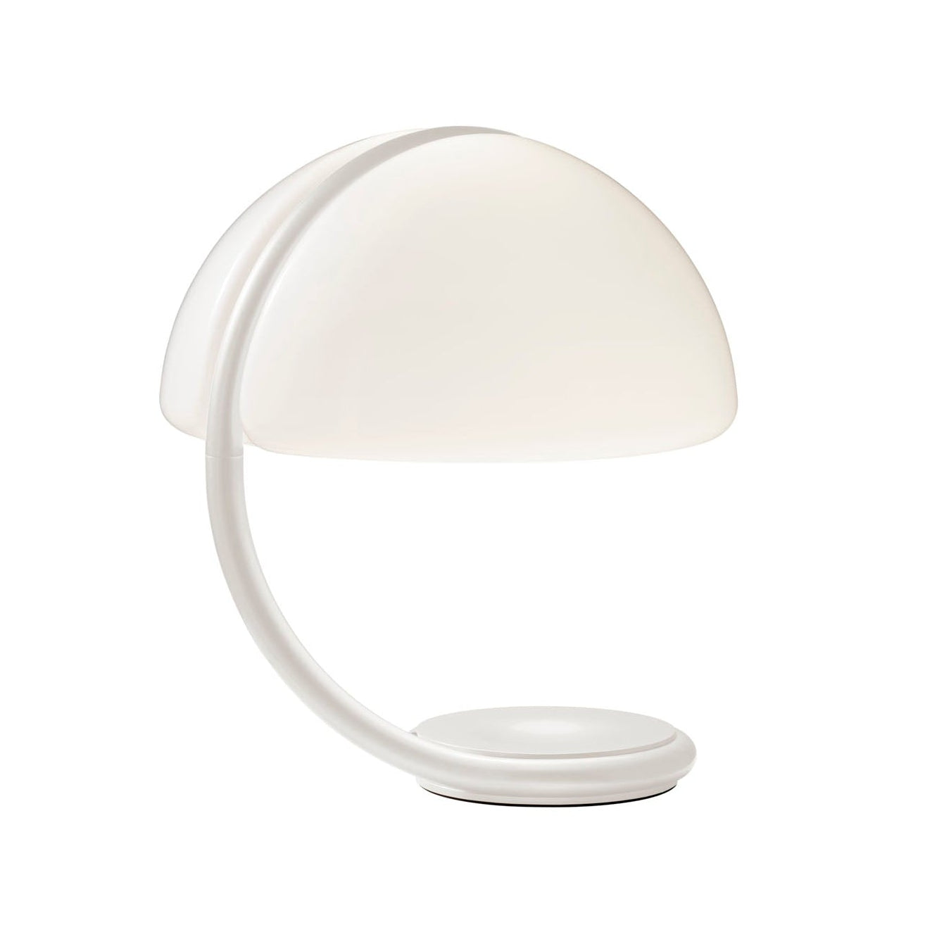 Stolní lampa SERPENTE s opálovým stínidlem a bílým podstavcem
