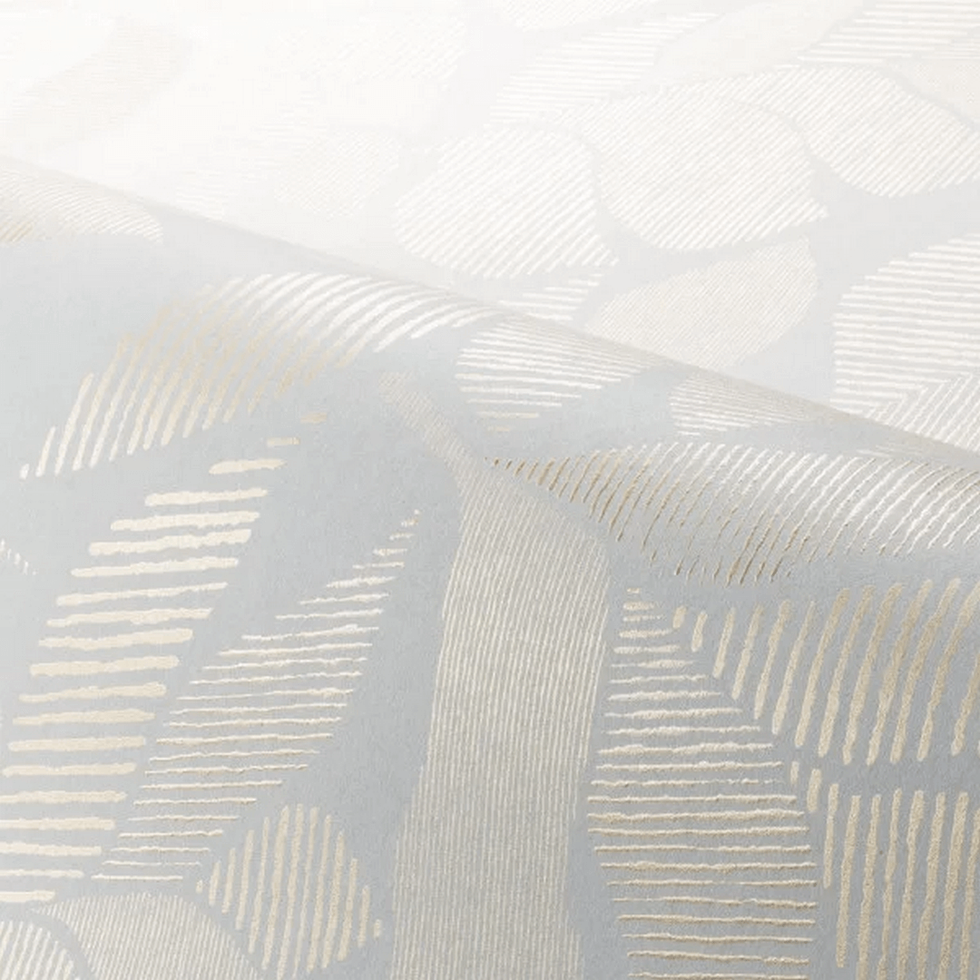 Palm leaf patterned wallpaper with metallic effect LONTARA - WHITE/BEIGE