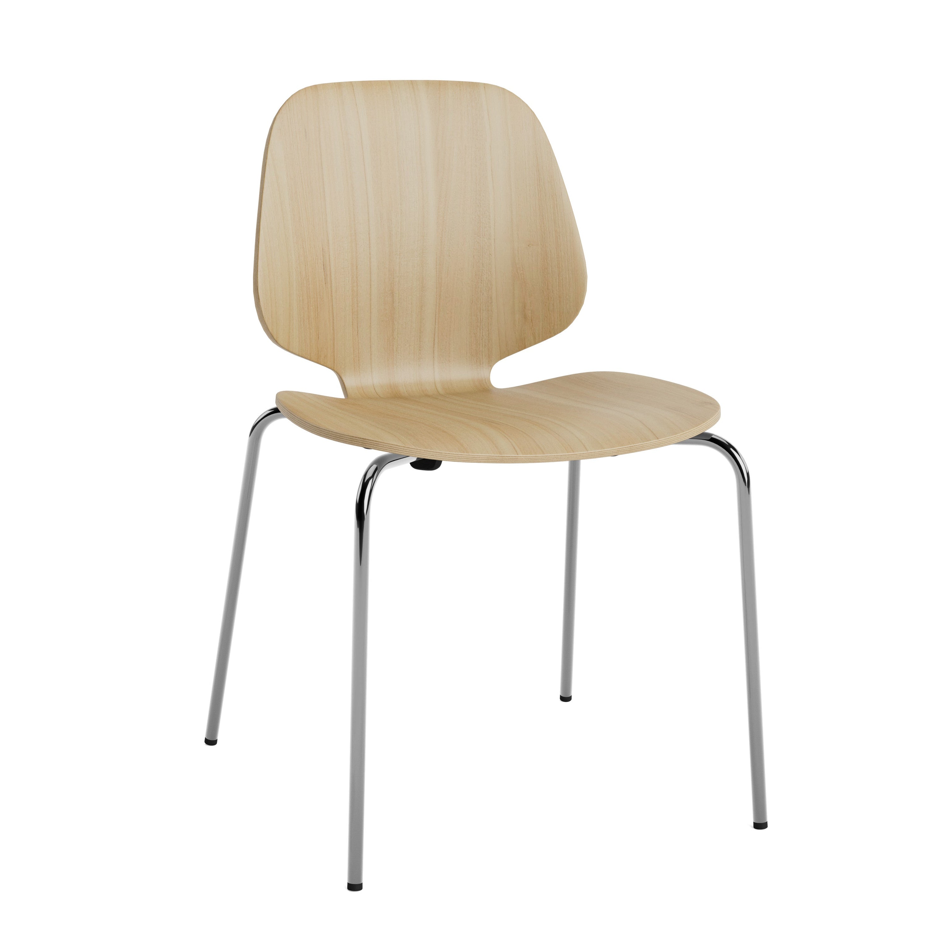 Židle MY z dubového dýhy s chromovanou základnou