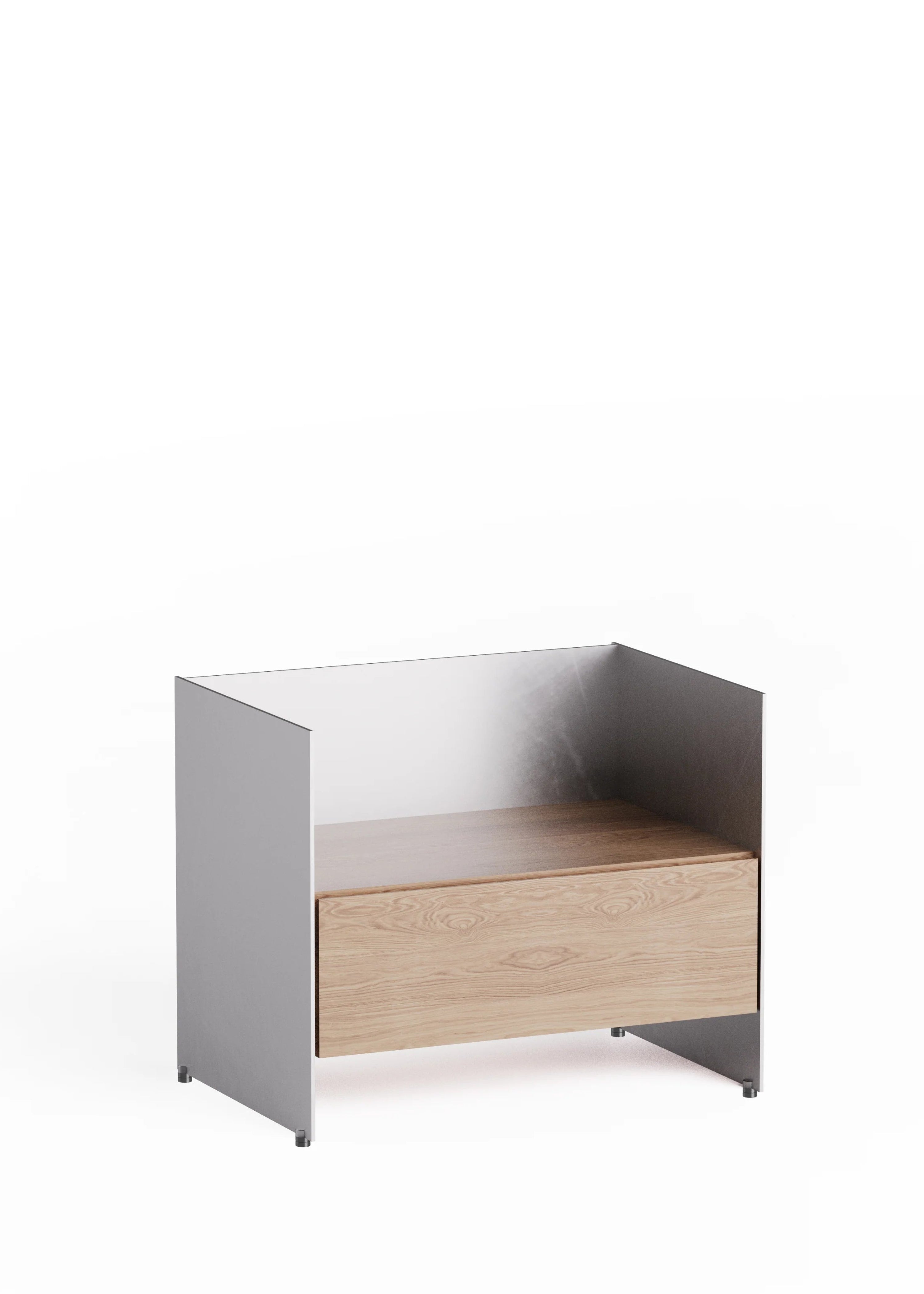 Skříňka ALOOX 60 z dubového dřeva s hliníkovým povrchem