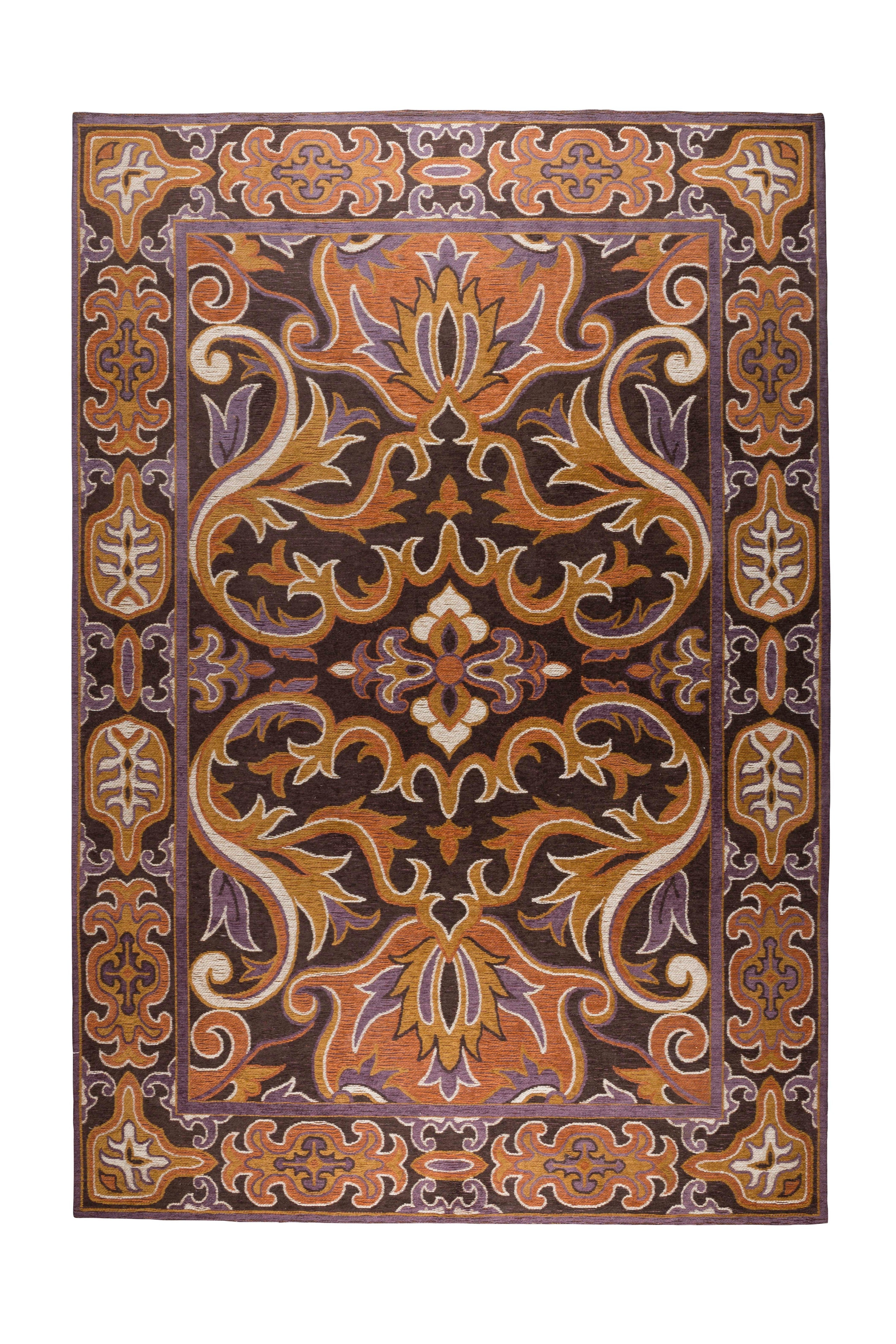 BASHMIRA rug in orange with brown
