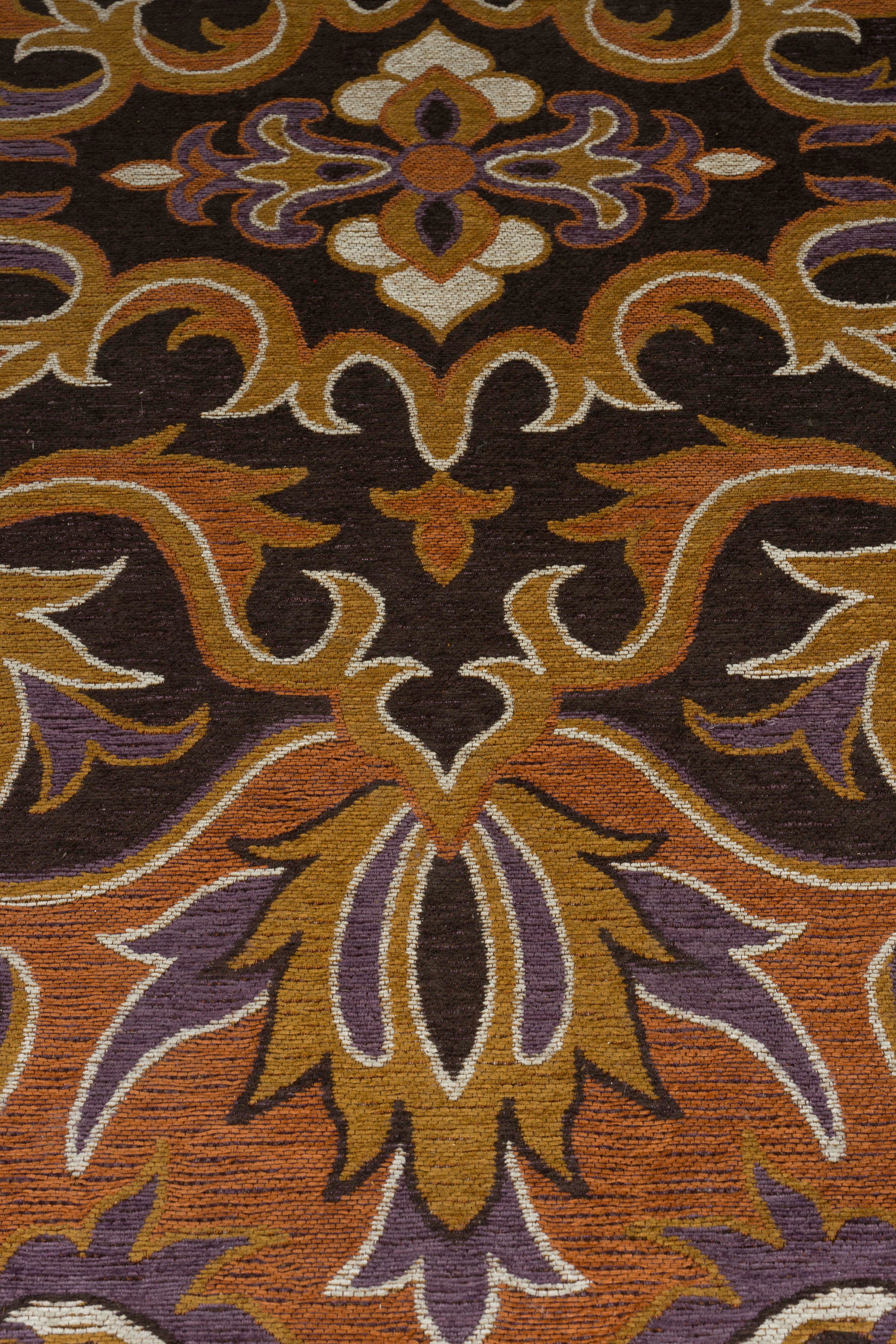 BASHMIRA rug in orange with brown