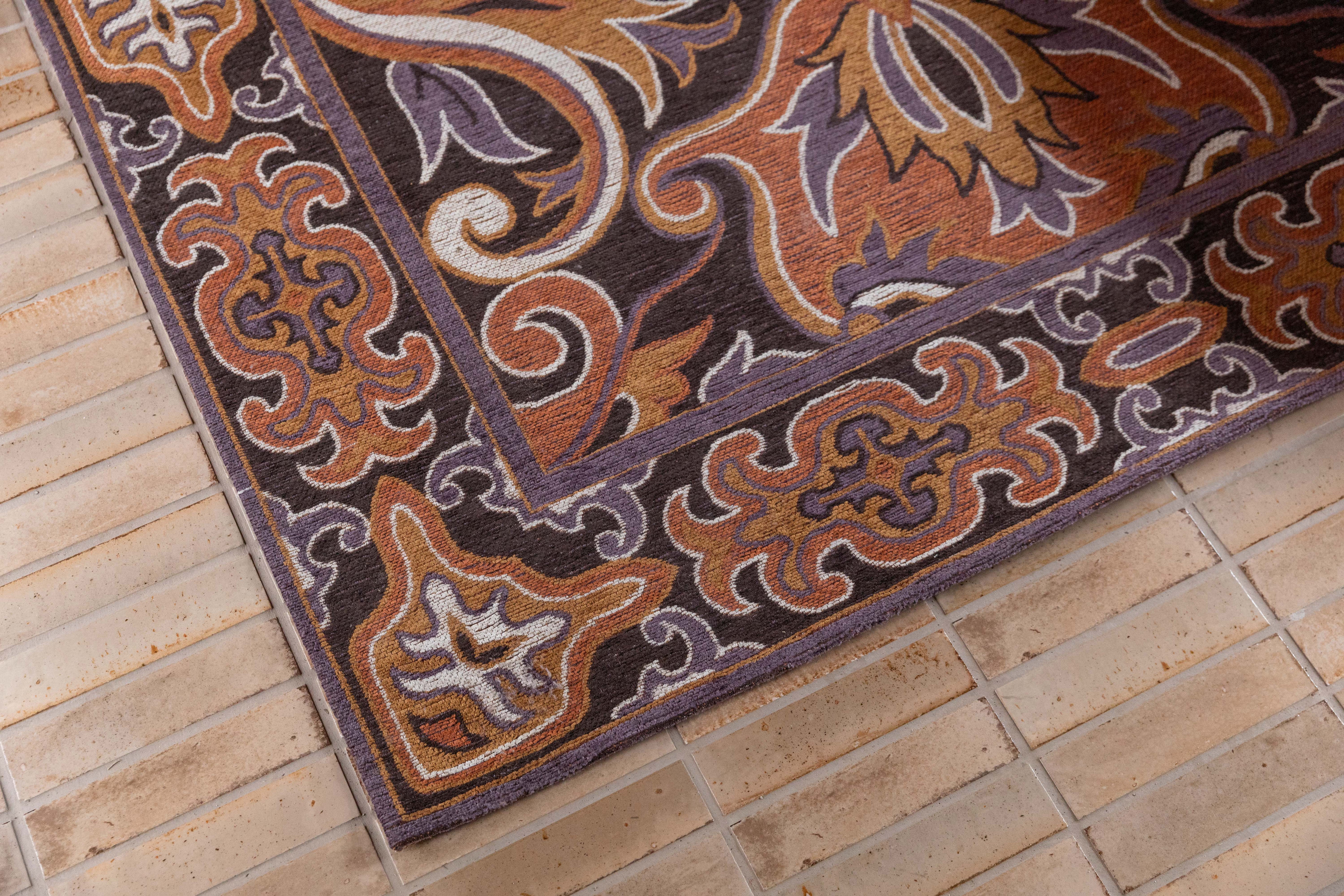 BASHMIRA rug in orange with brown