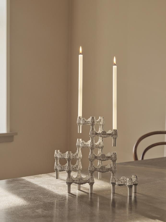 QUIST Brushed Chrome Candle Holder Set