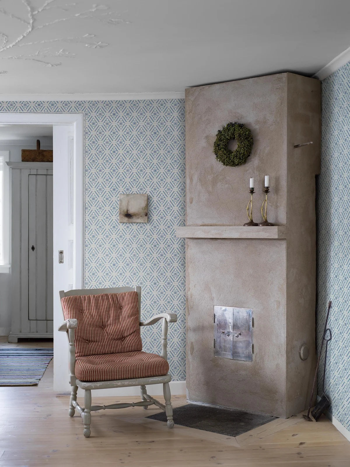 Papírová flizelinová tapeta s geometrickým vzorem ESTER modrá