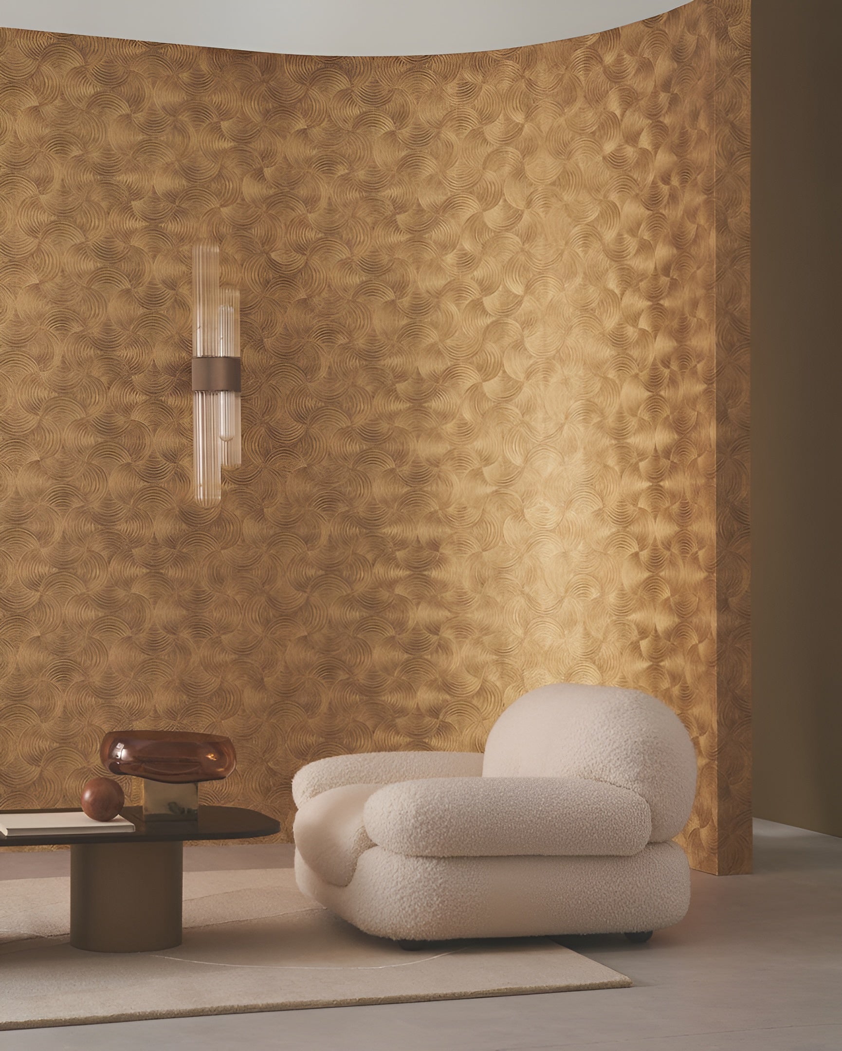 Metallic Structural Wallpaper with Abstract Pattern APHELIE - ARGENT Warm Silver