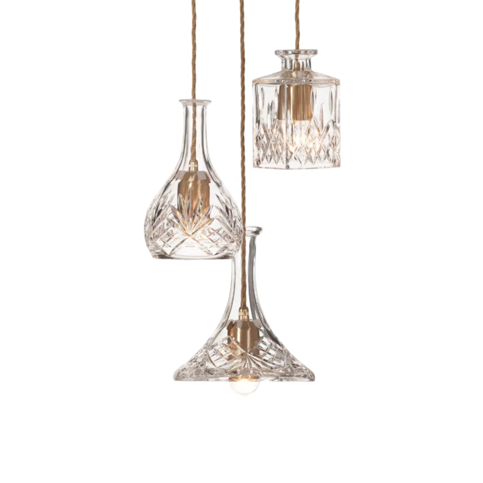 Lustrná závěsná lampa 3-bodová DECANTERLIGHT, křišťálové sklo