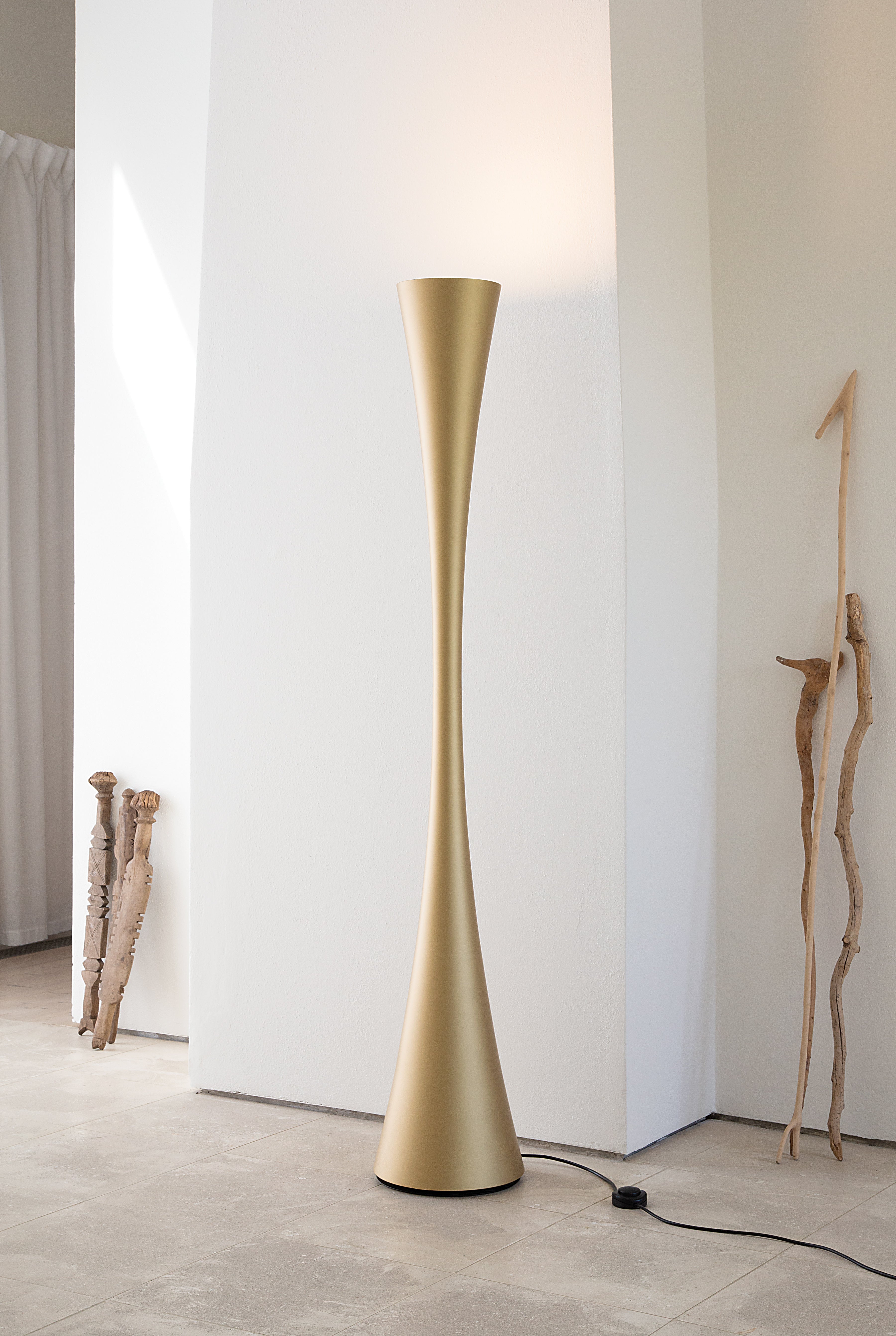 Podlahová lampa BICONICA perlově zlatá