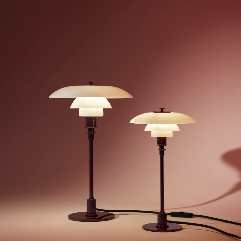 Lampa stolní PH 2/1 bílá s bordovou základnou
