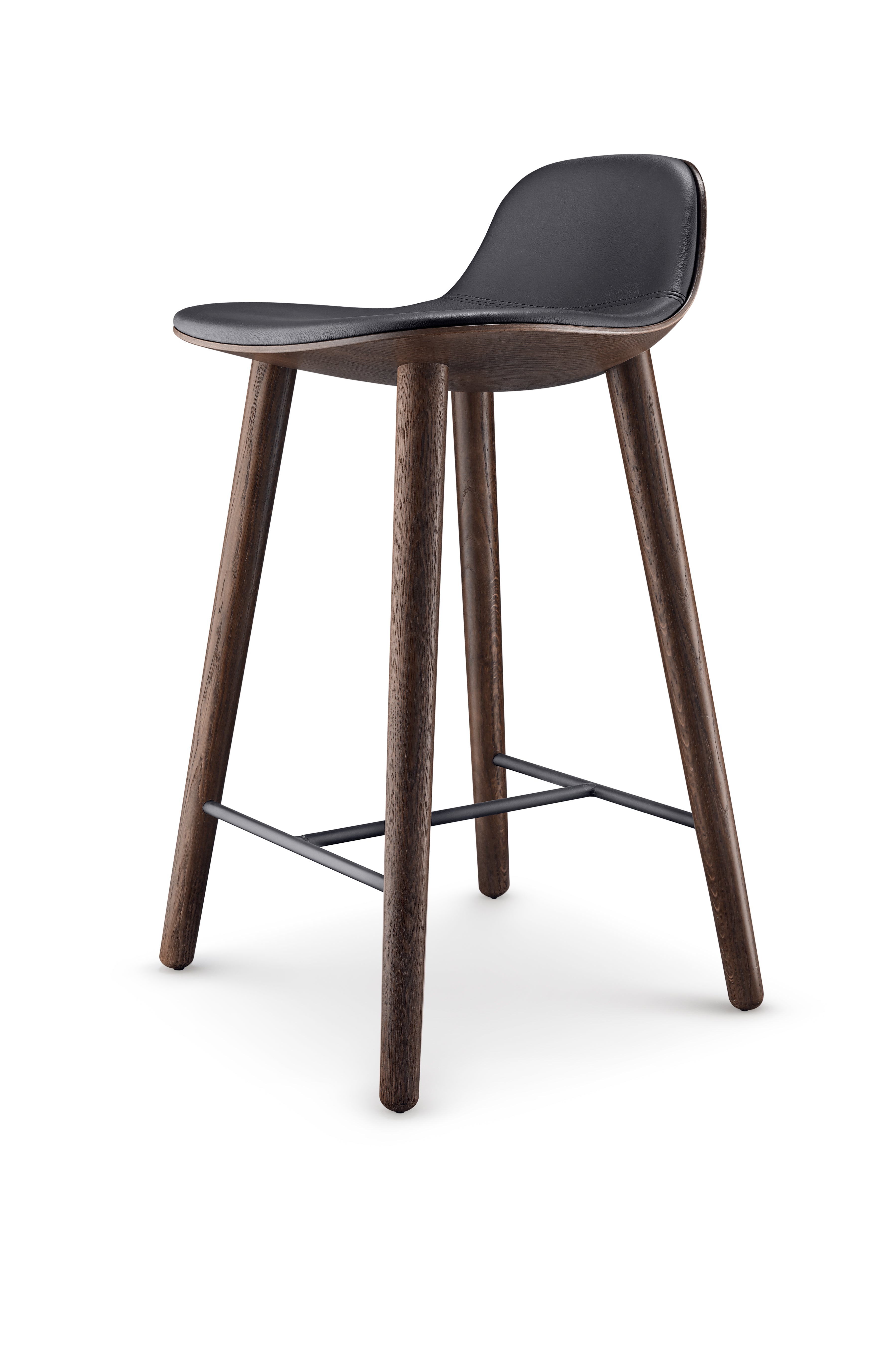 YUUGA stool black with brown base