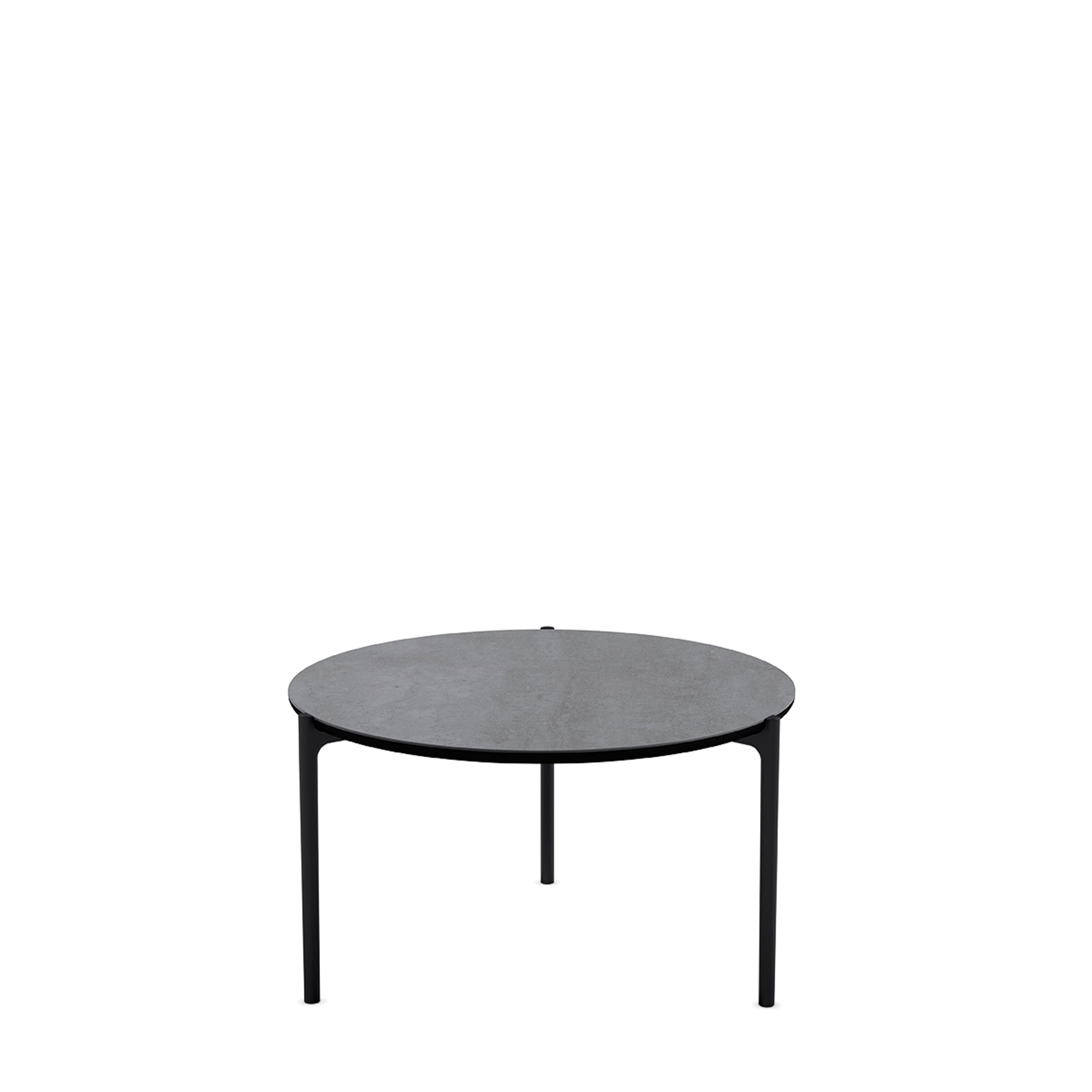 Round coffee table SAVOYE gray ceramic with black base