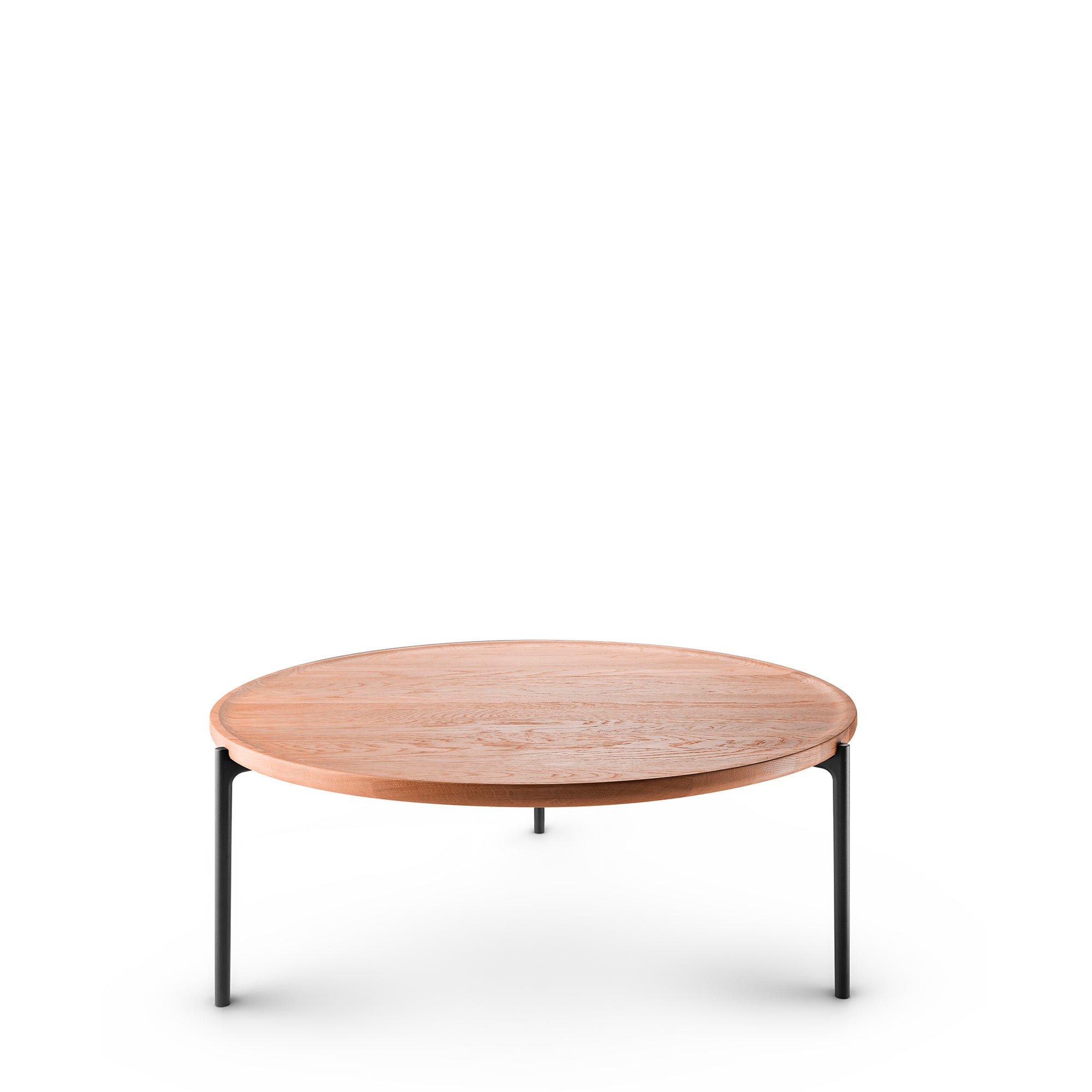 Round coffee table SAVOYE natural oak with black base