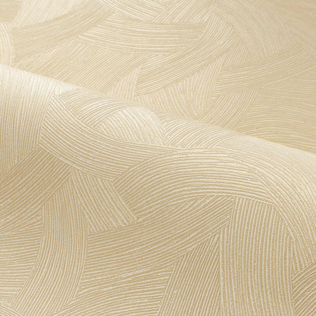 Metallic textured wallpaper with abstract pattern BERENICE - DORÉ CLAIR light beige with gold