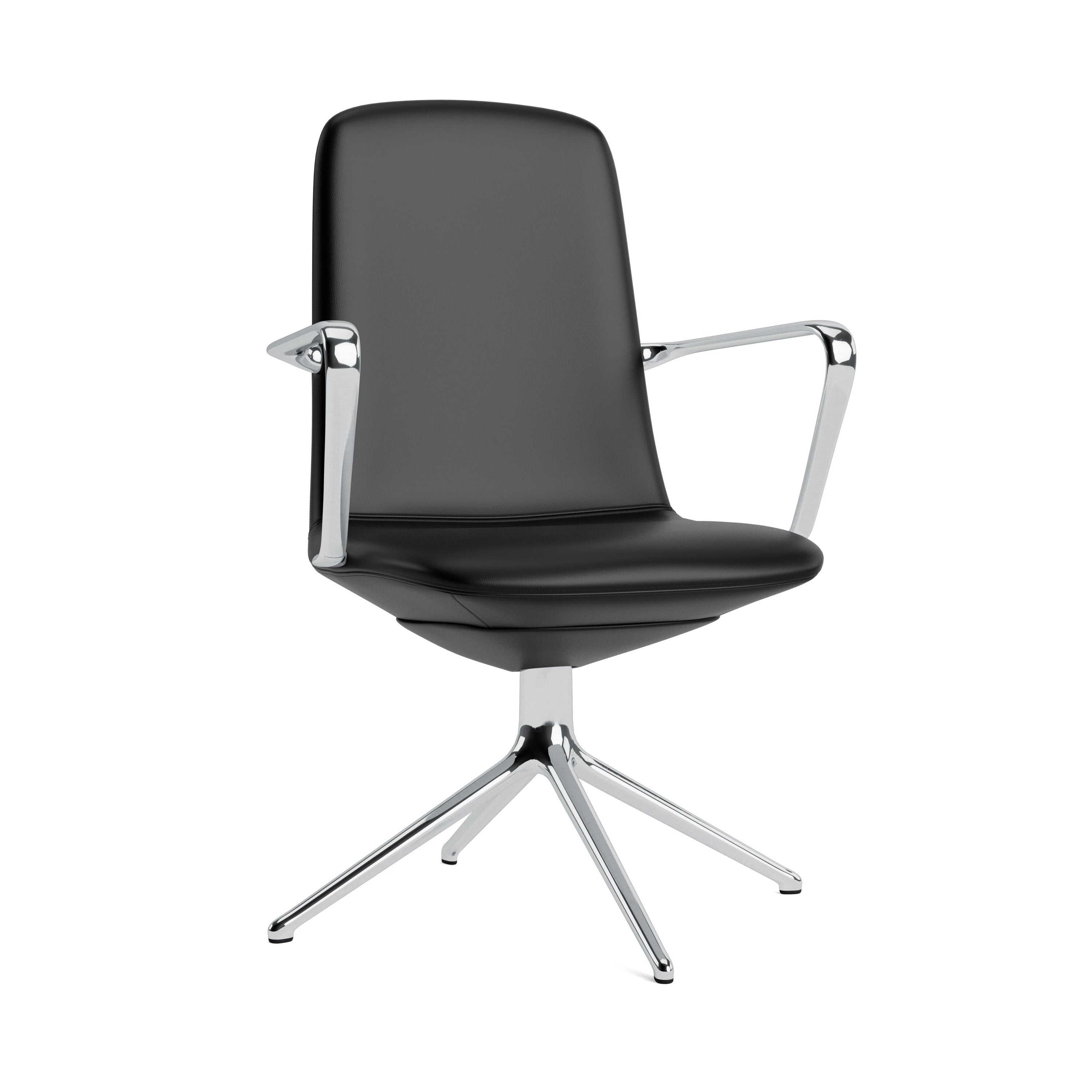 Upholstered office chair with off low 4L armrests with aluminum base