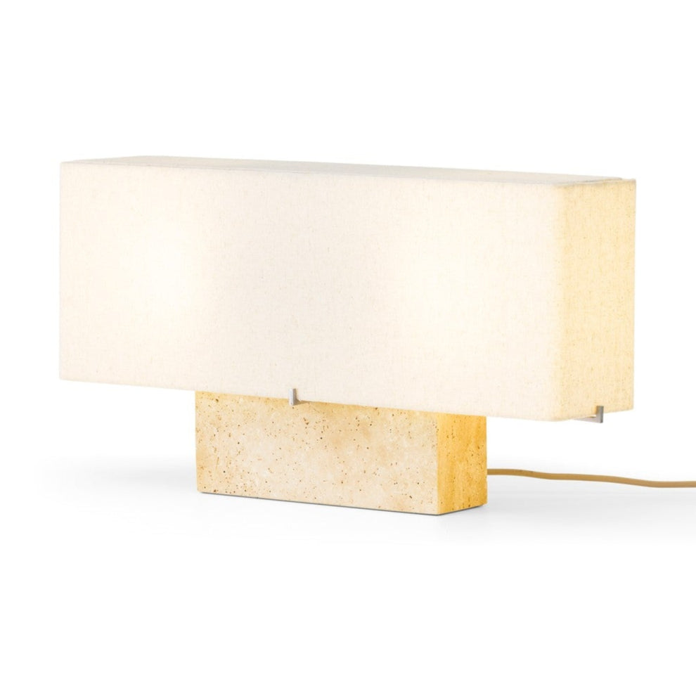 NONNA table lamp with travertine base and linen shade