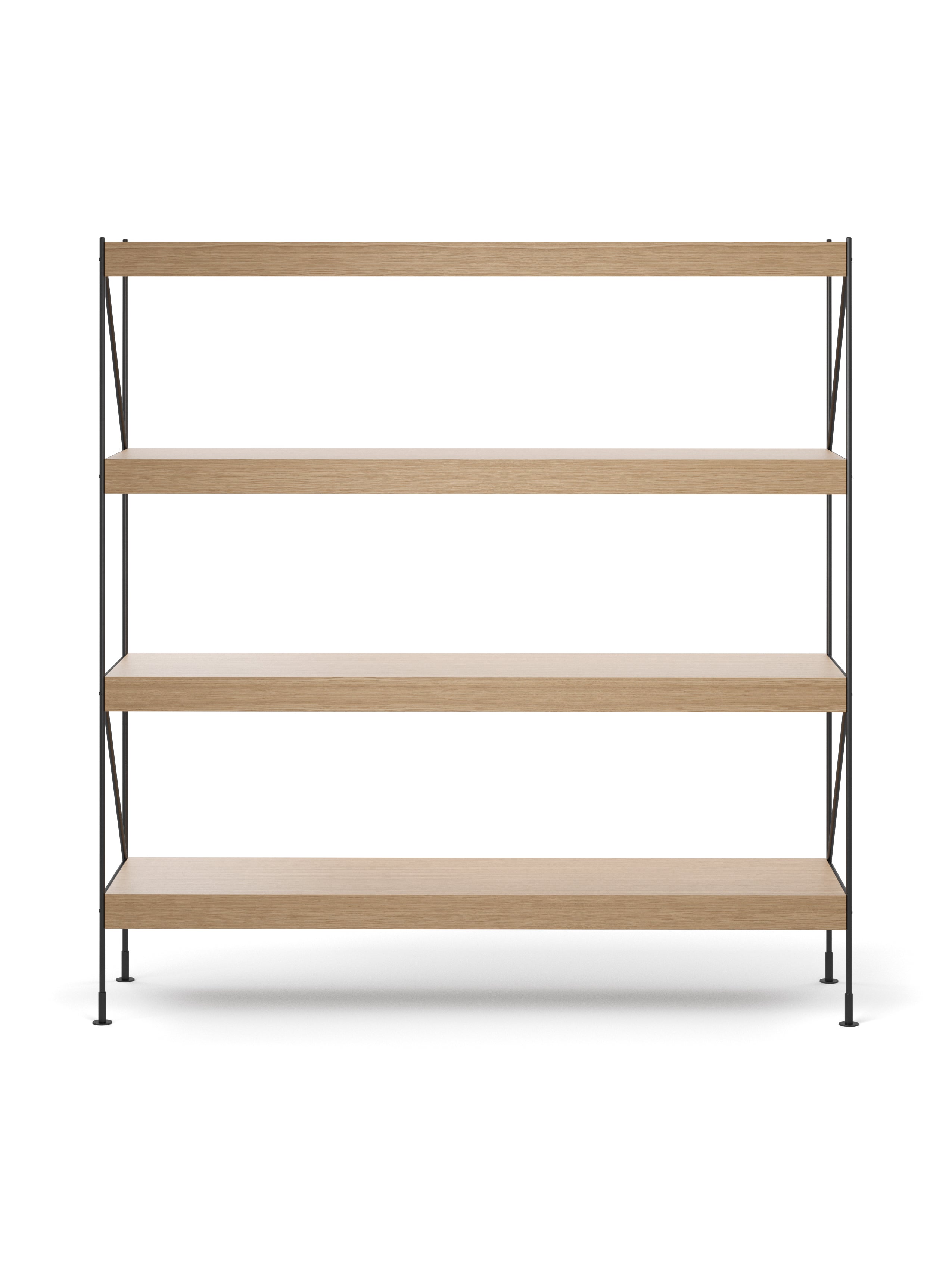 Regál ZET z dubového dřeva s černým rámem