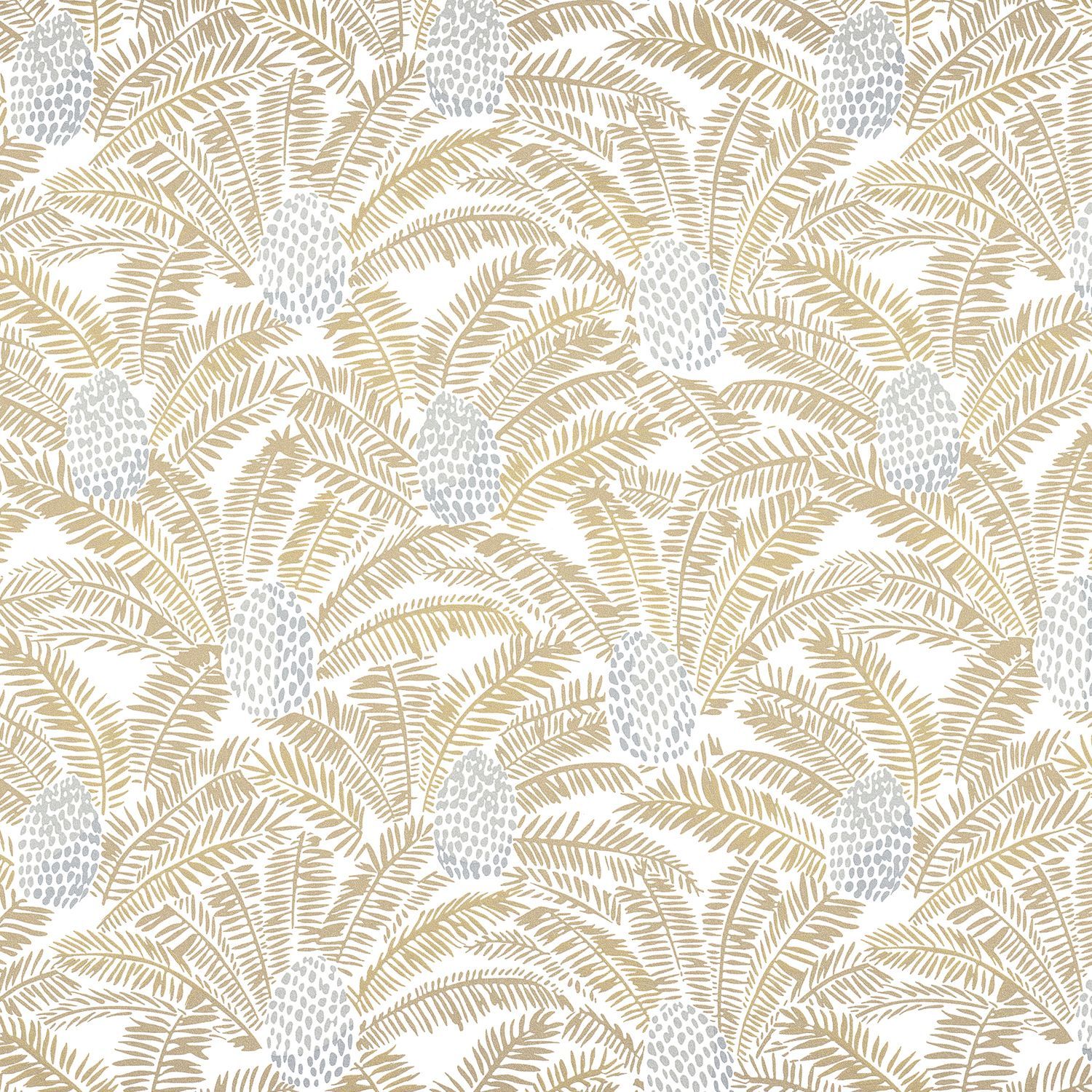 Structural wallpaper with a botanical motif PALMETA - WHITE/GOLD white with gold