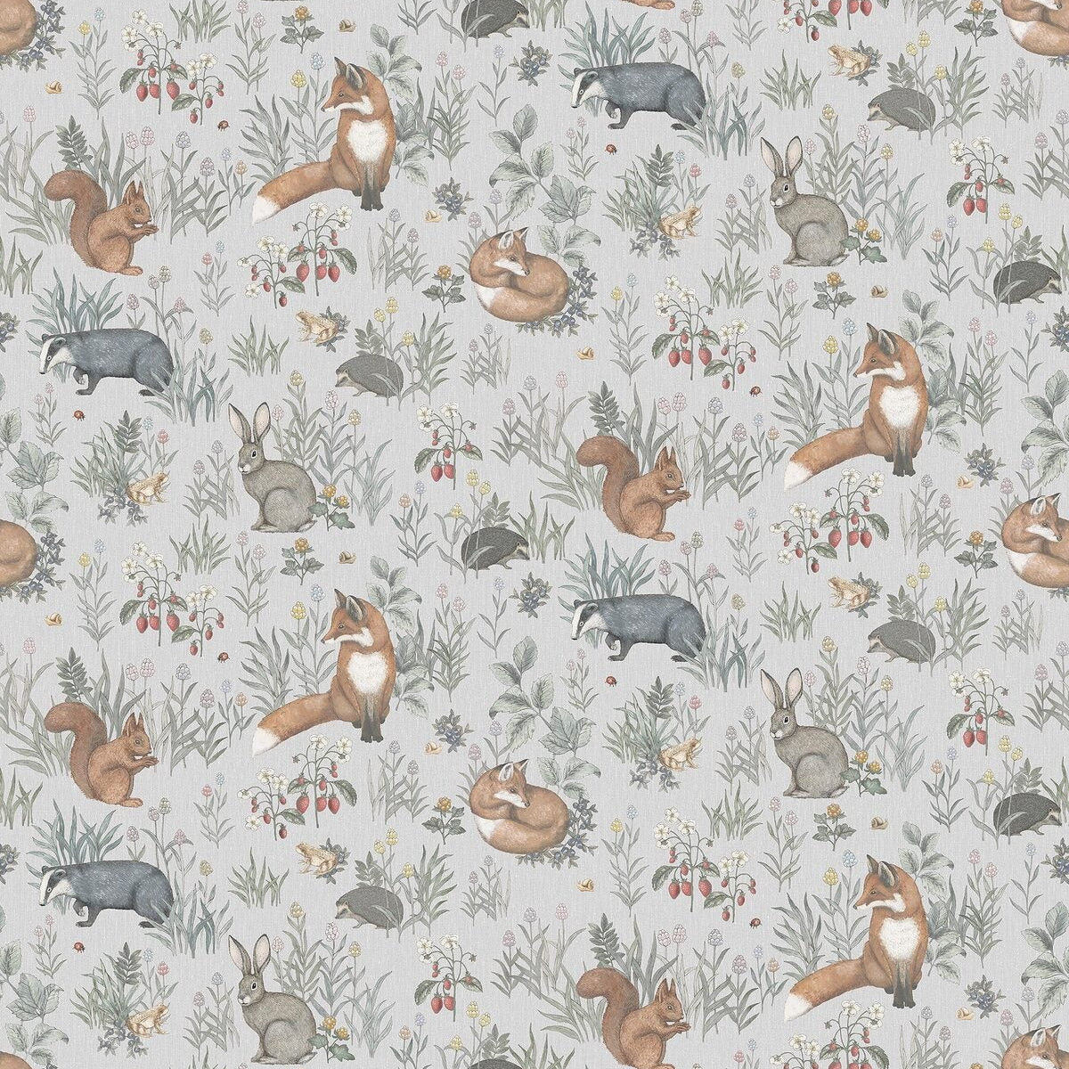 Children's mural with animal theme FOREST FRIENDS in blue