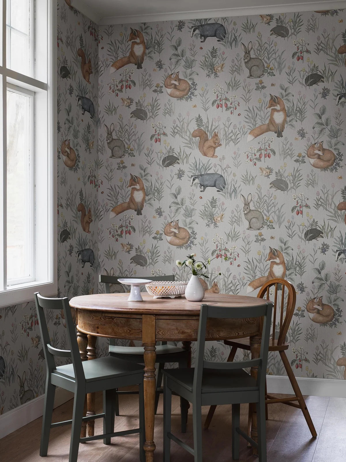 Children's mural with animal theme FOREST FRIENDS in blue